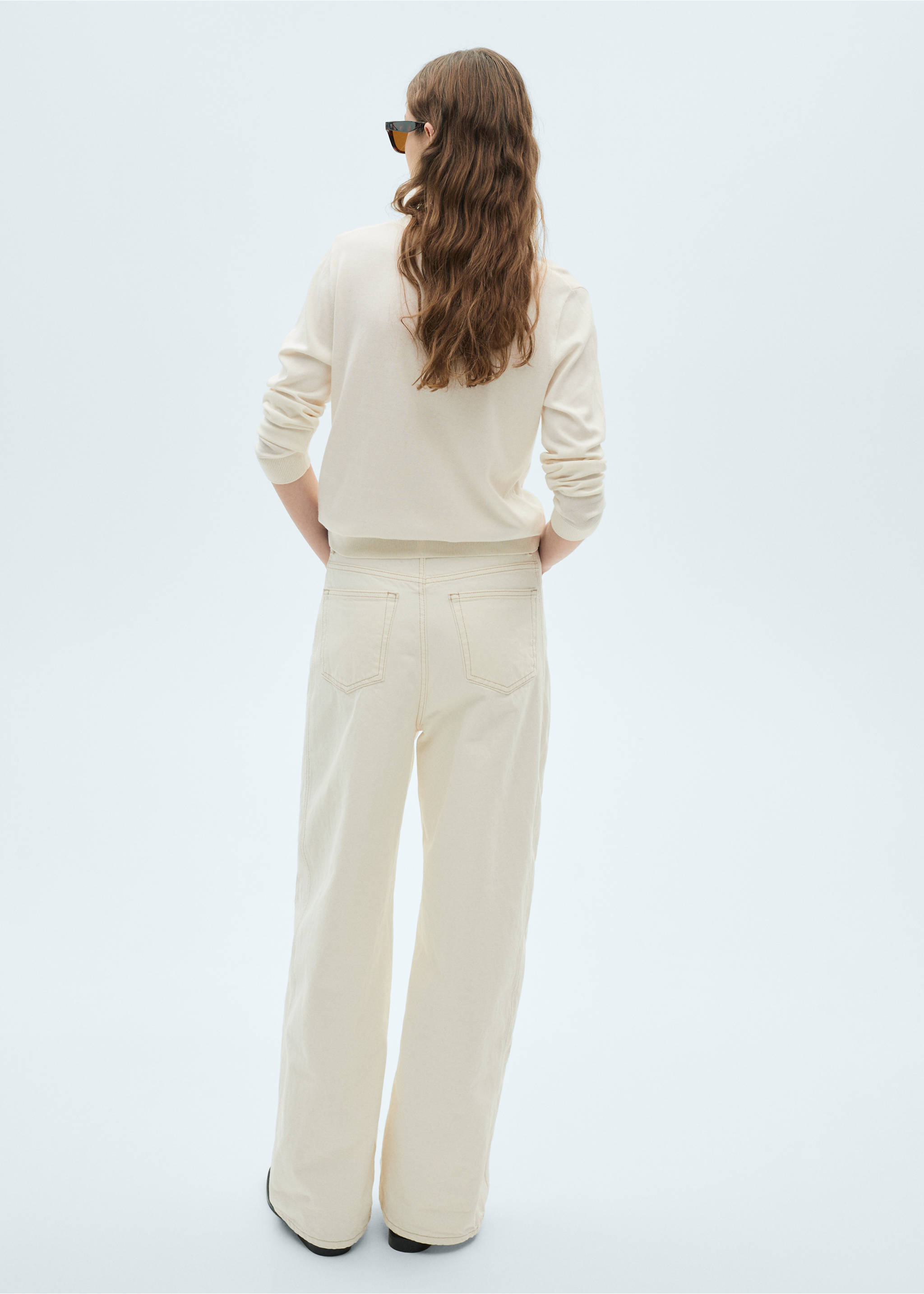 Mulberry silk-blend ribbed cardigan - Reverse of the article, Ecru. Ref: 87074078-00.