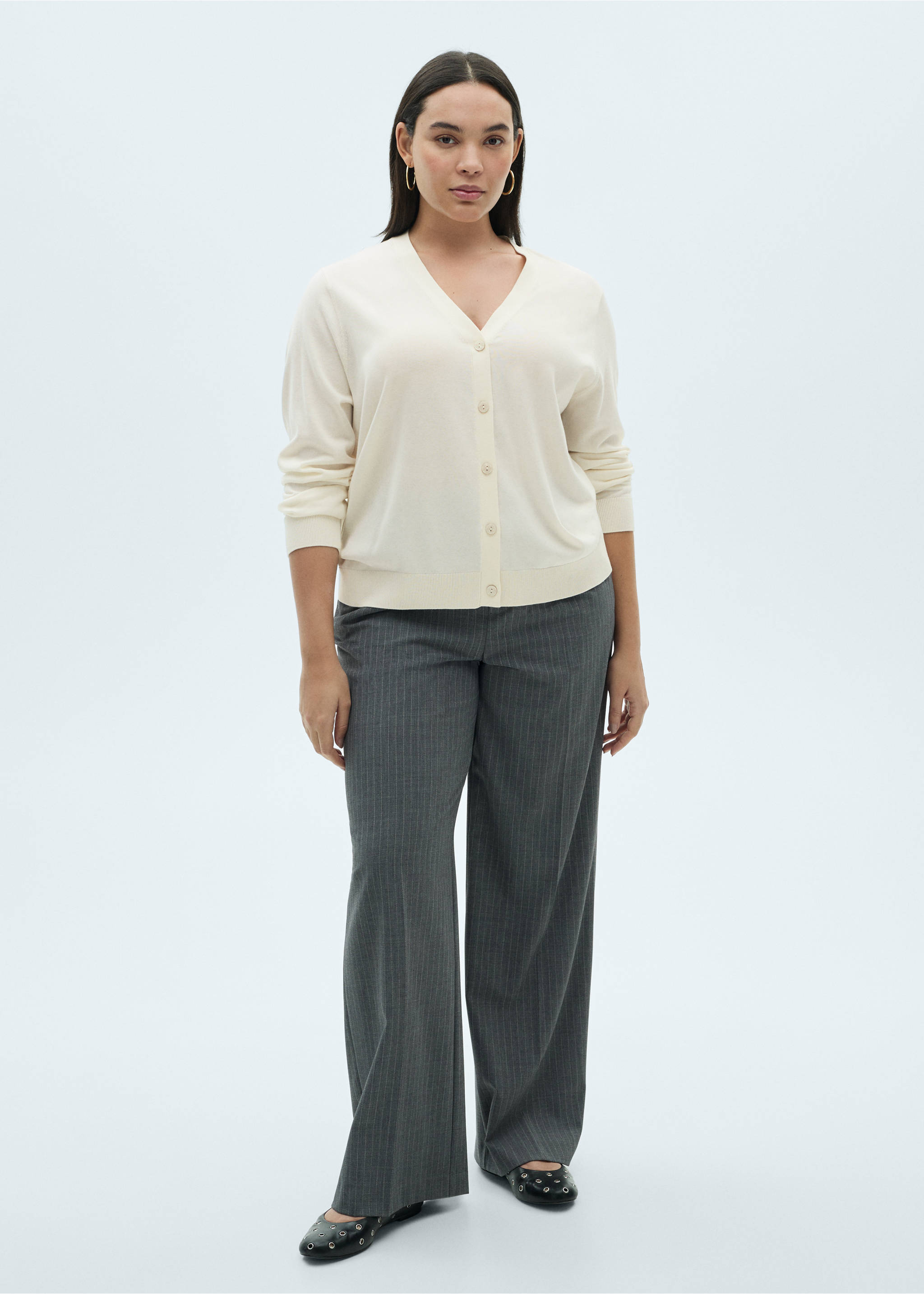Mulberry silk-blend ribbed cardigan - Details of the article 6, Ecru. Ref: 87074078-00.