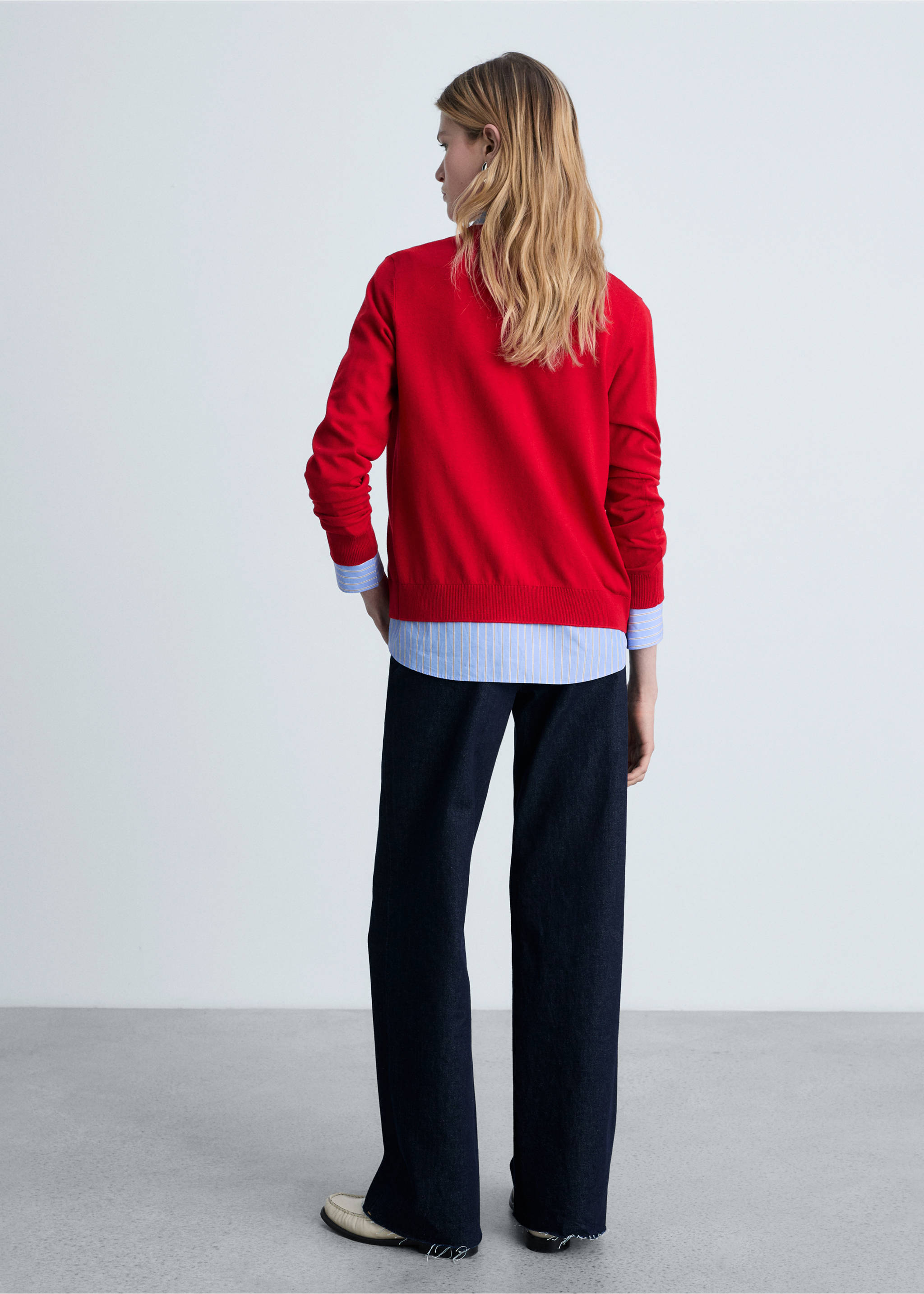 Mulberry silk-blend ribbed cardigan - Reverse of the article, Red. Ref: 87074078-00.