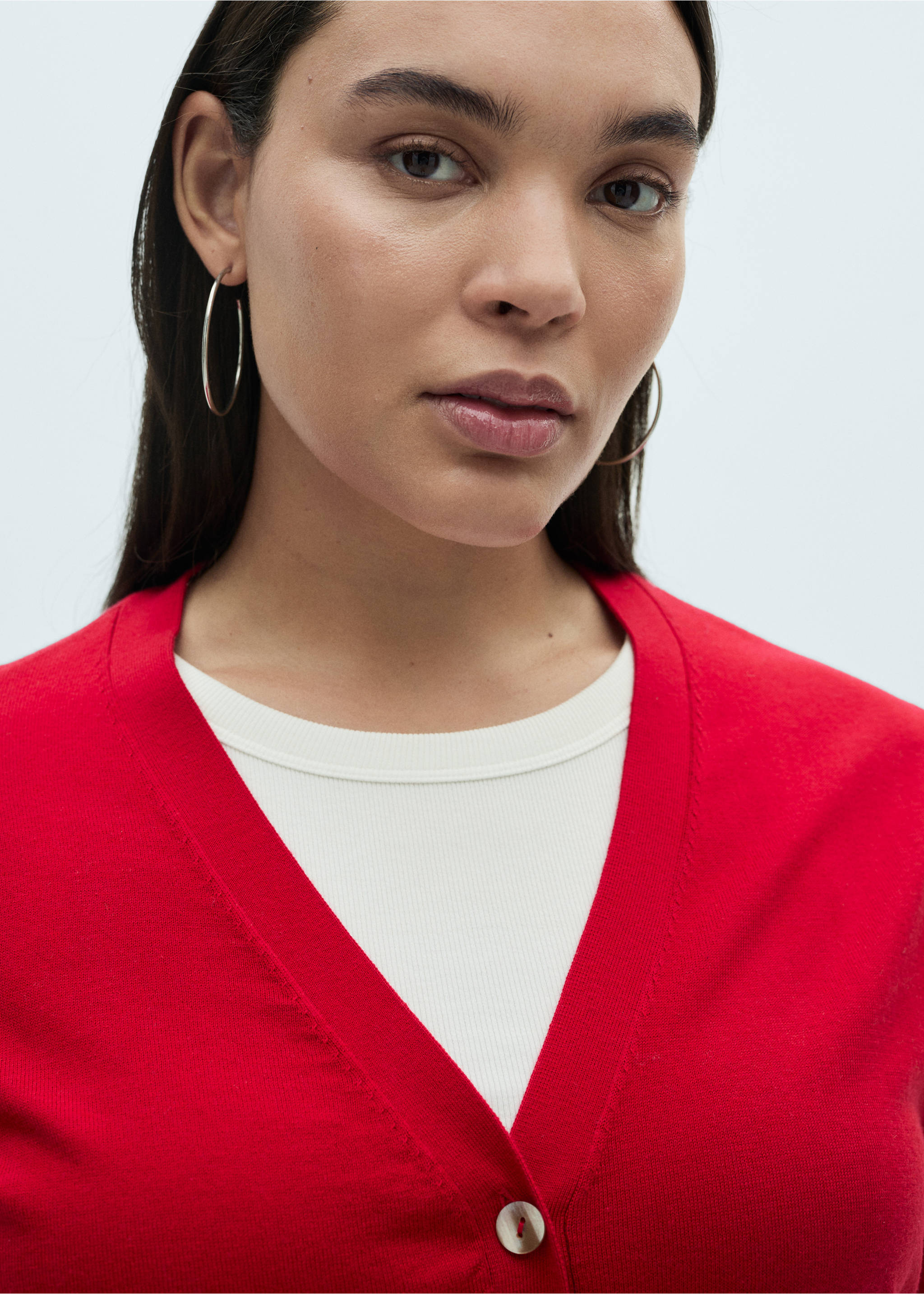 Mulberry silk-blend ribbed cardigan - Details of the article 4, Red. Ref: 87074078-00.