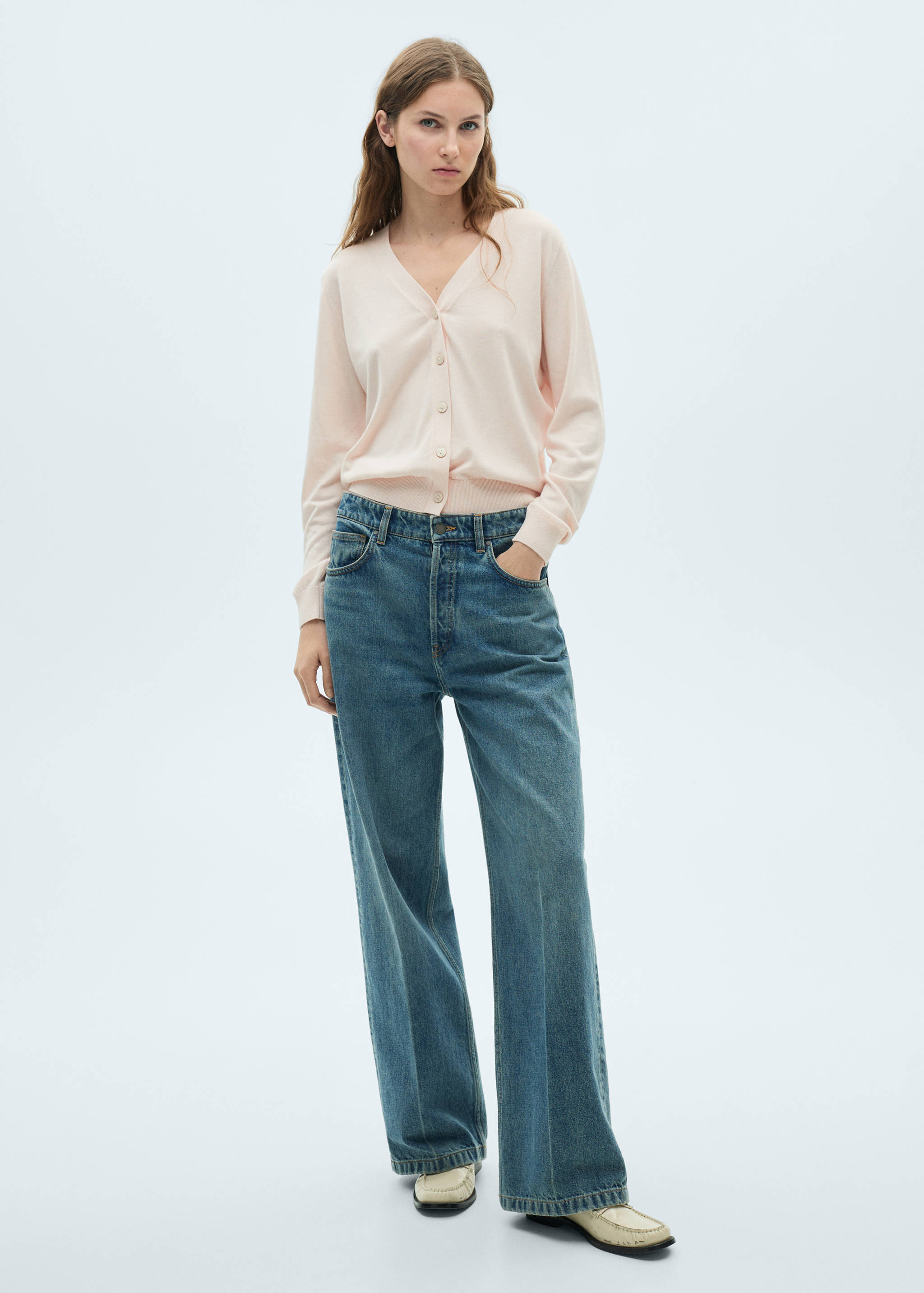 Mulberry silk-blend ribbed cardigan - General plane