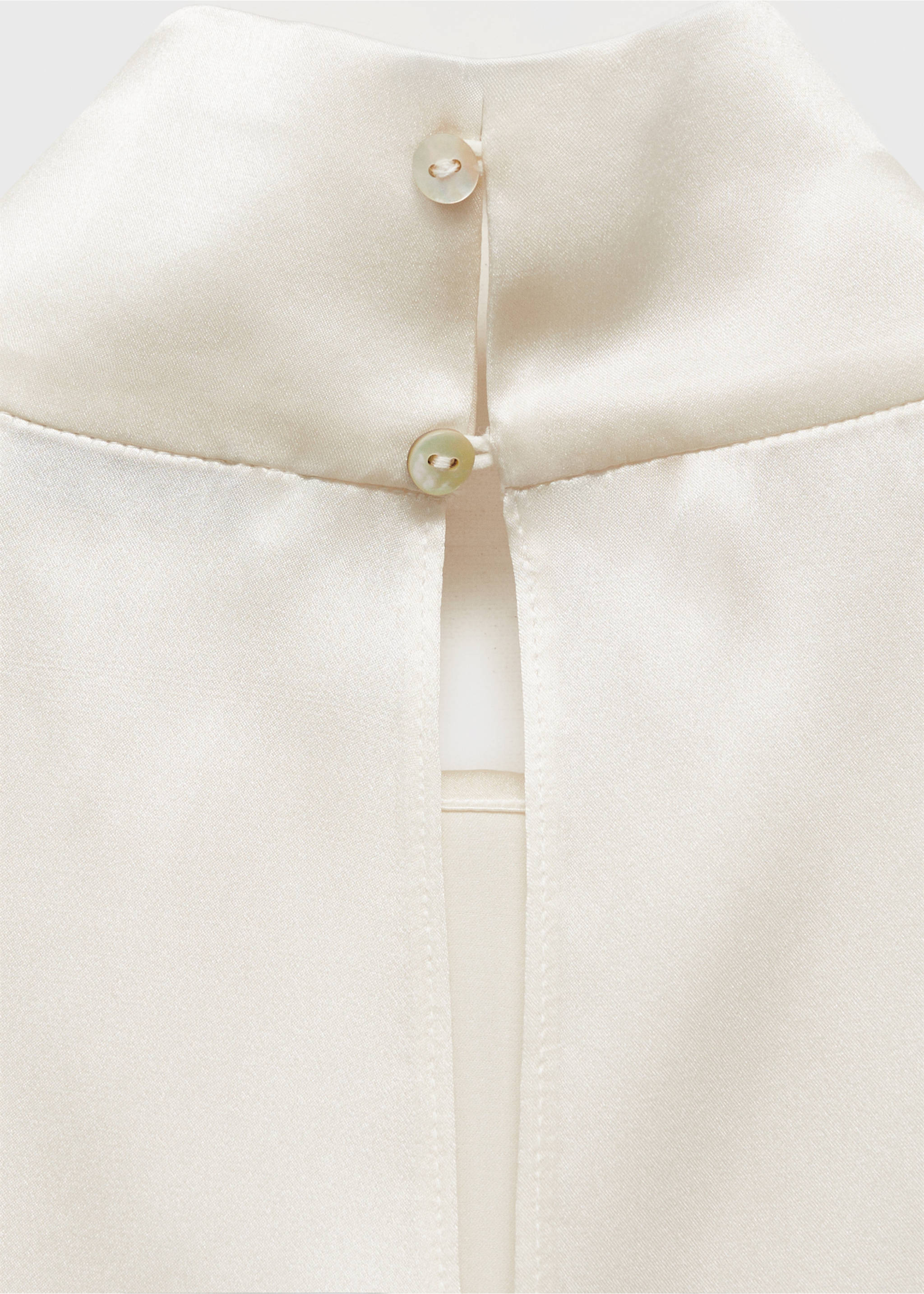 High neck silk blouse - Details of the article 0, Ecru. Ref: 87074081-00.