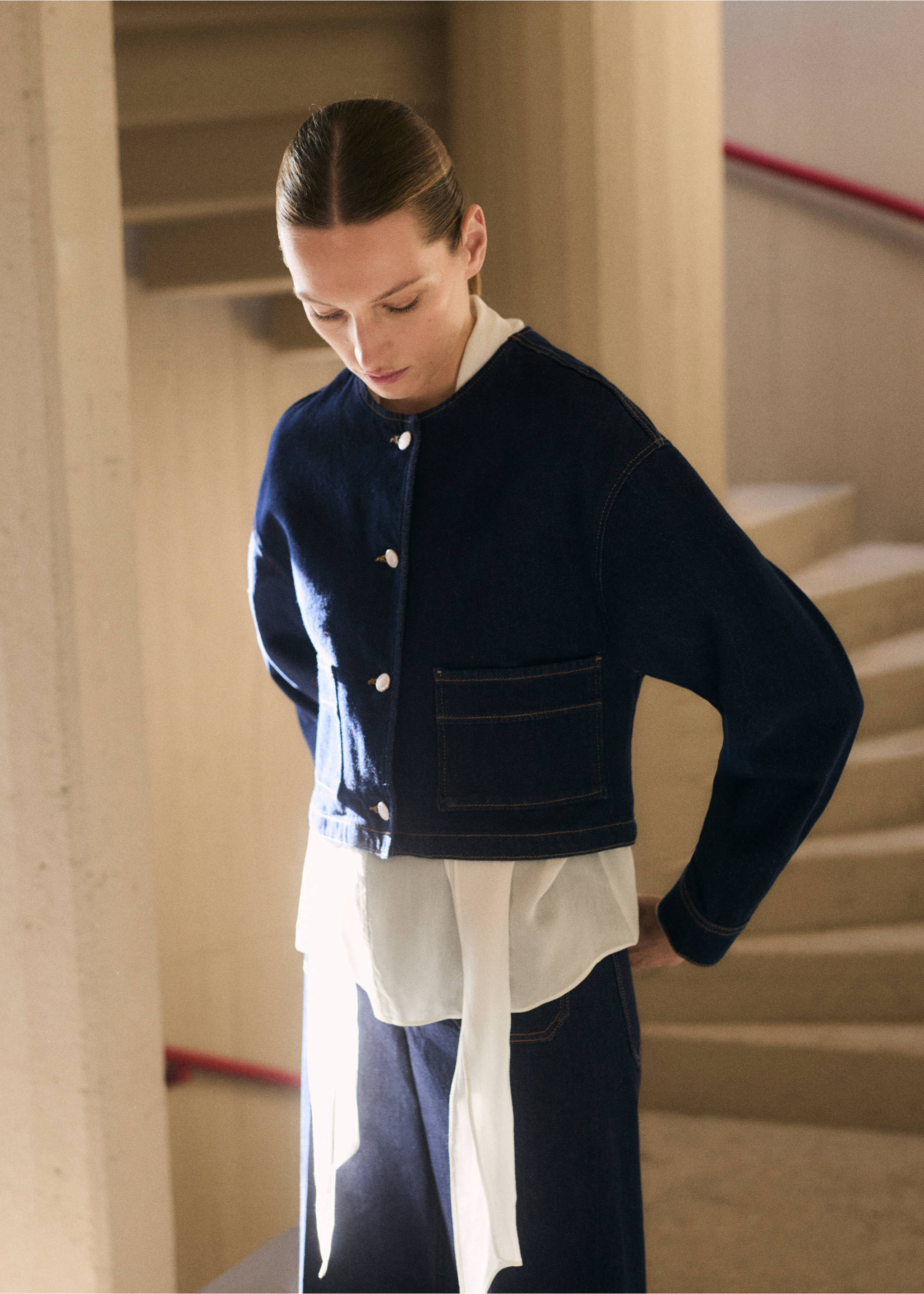 Jaqueta texana rinse wash - Detall de l'article 2, Blau. Ref: 87074082-00.