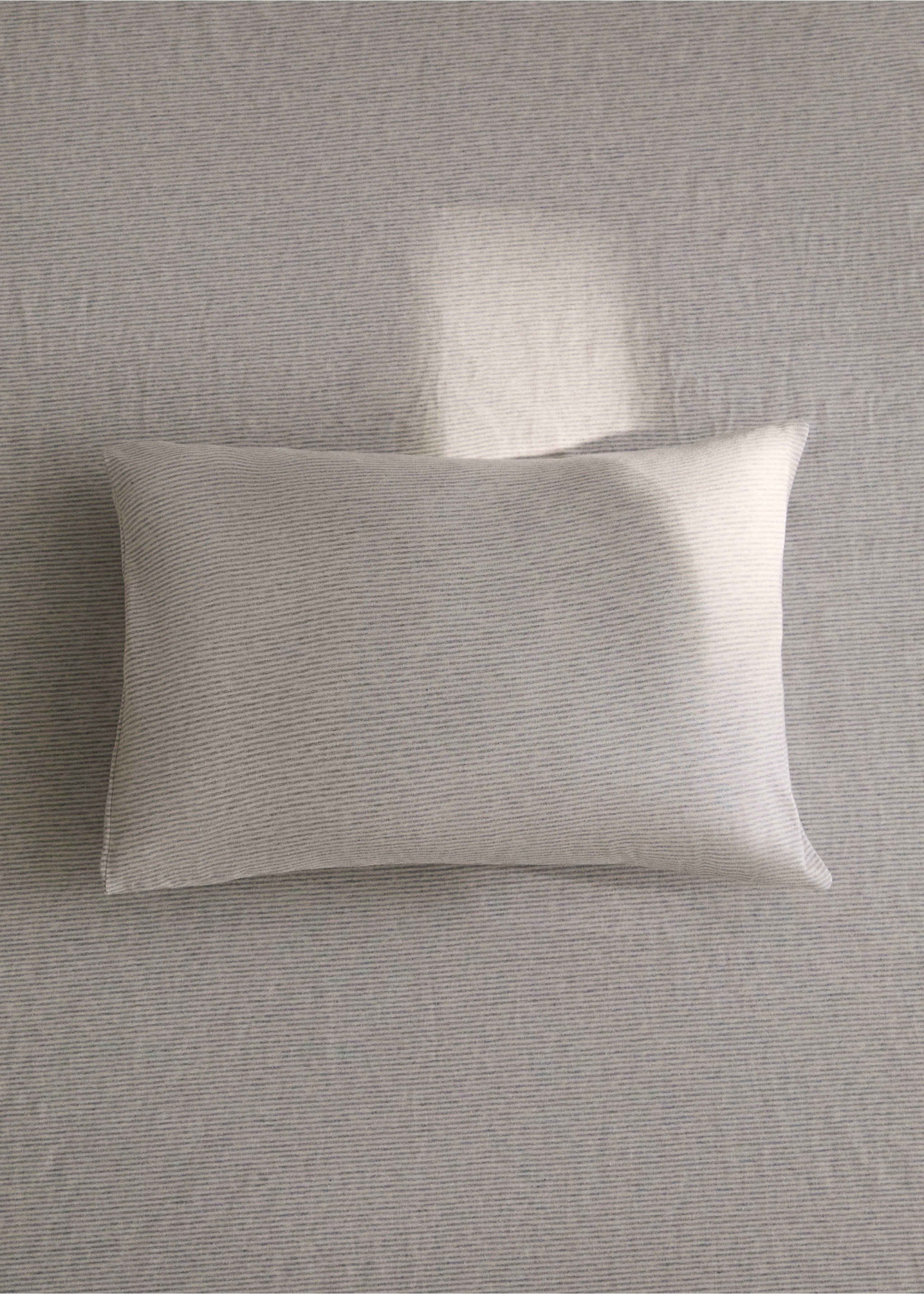 Striped cot pillowcase on matching fabric, Grey. Ref: 87074084-00.