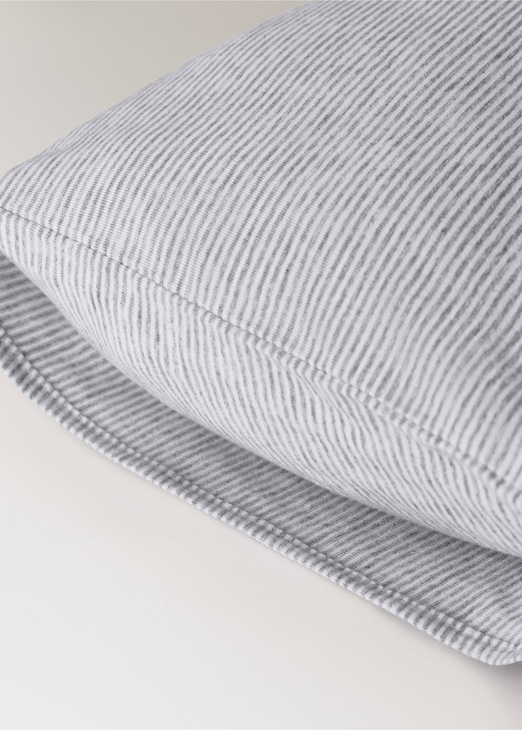 Grey and white striped cot pillowcase product detail., Grey. Ref: 87074084-00.