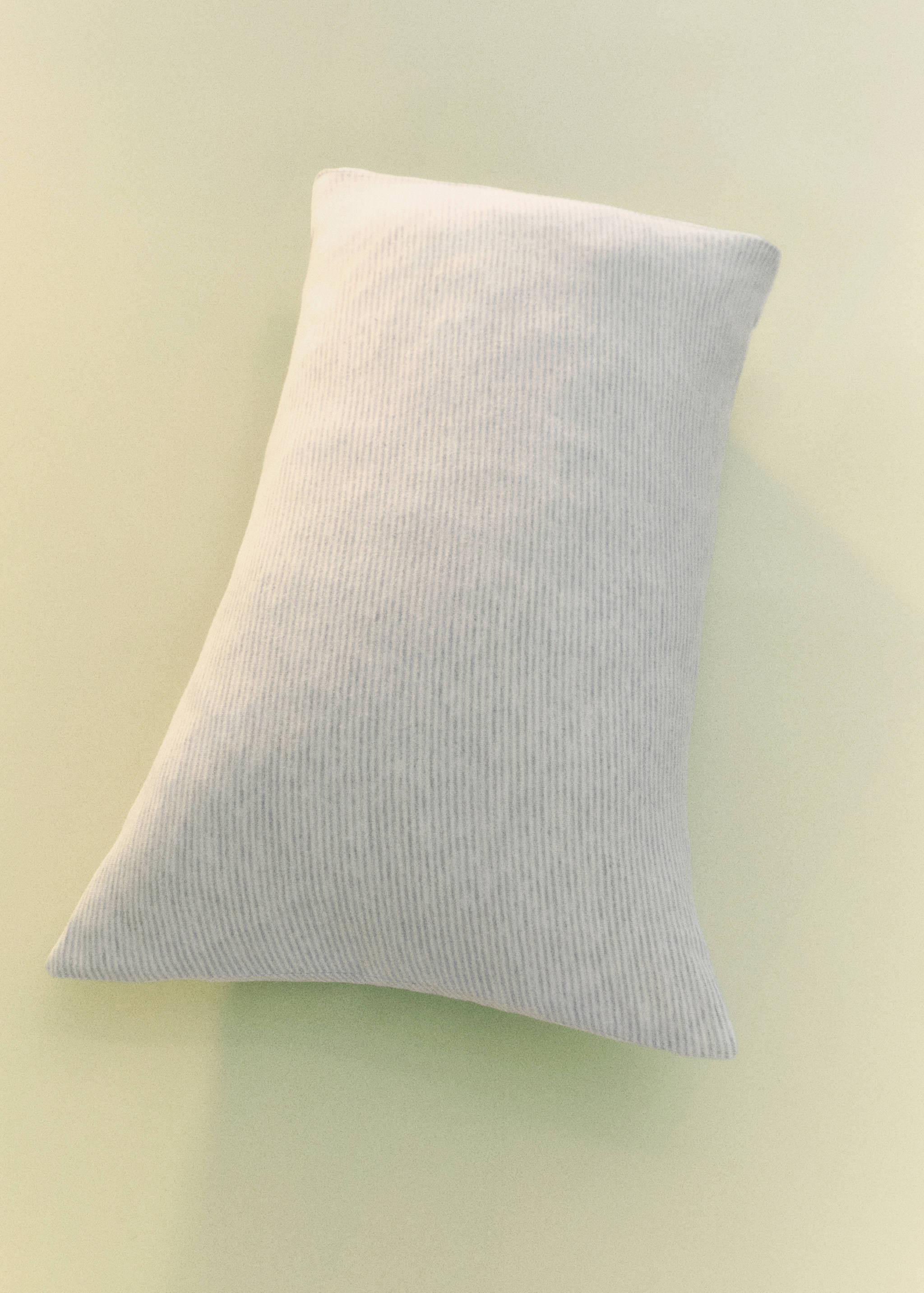 Striped rectangular pillowcase in light grey and white.