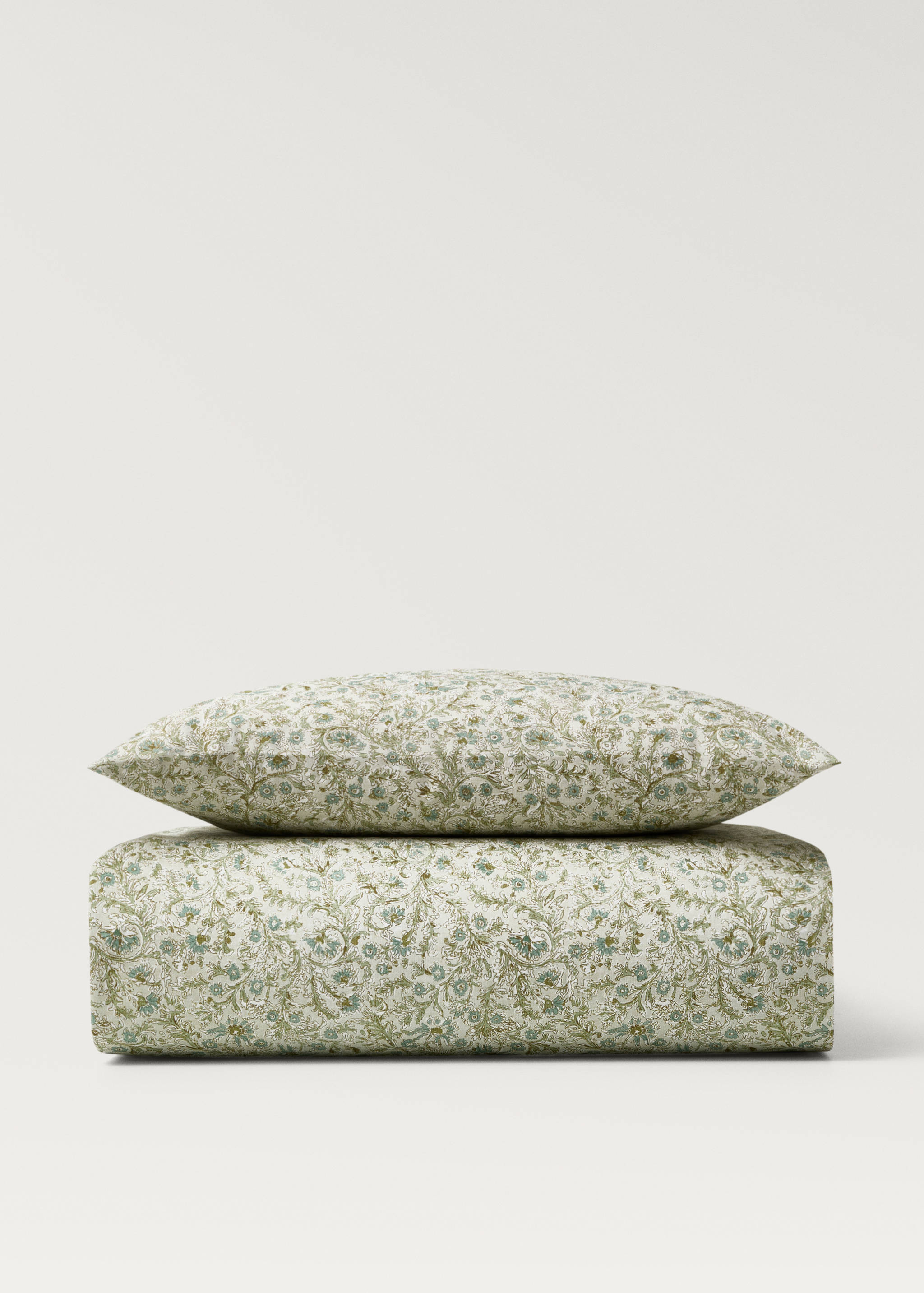 Cotton percale floral-print duvet cover for cot - Article without model