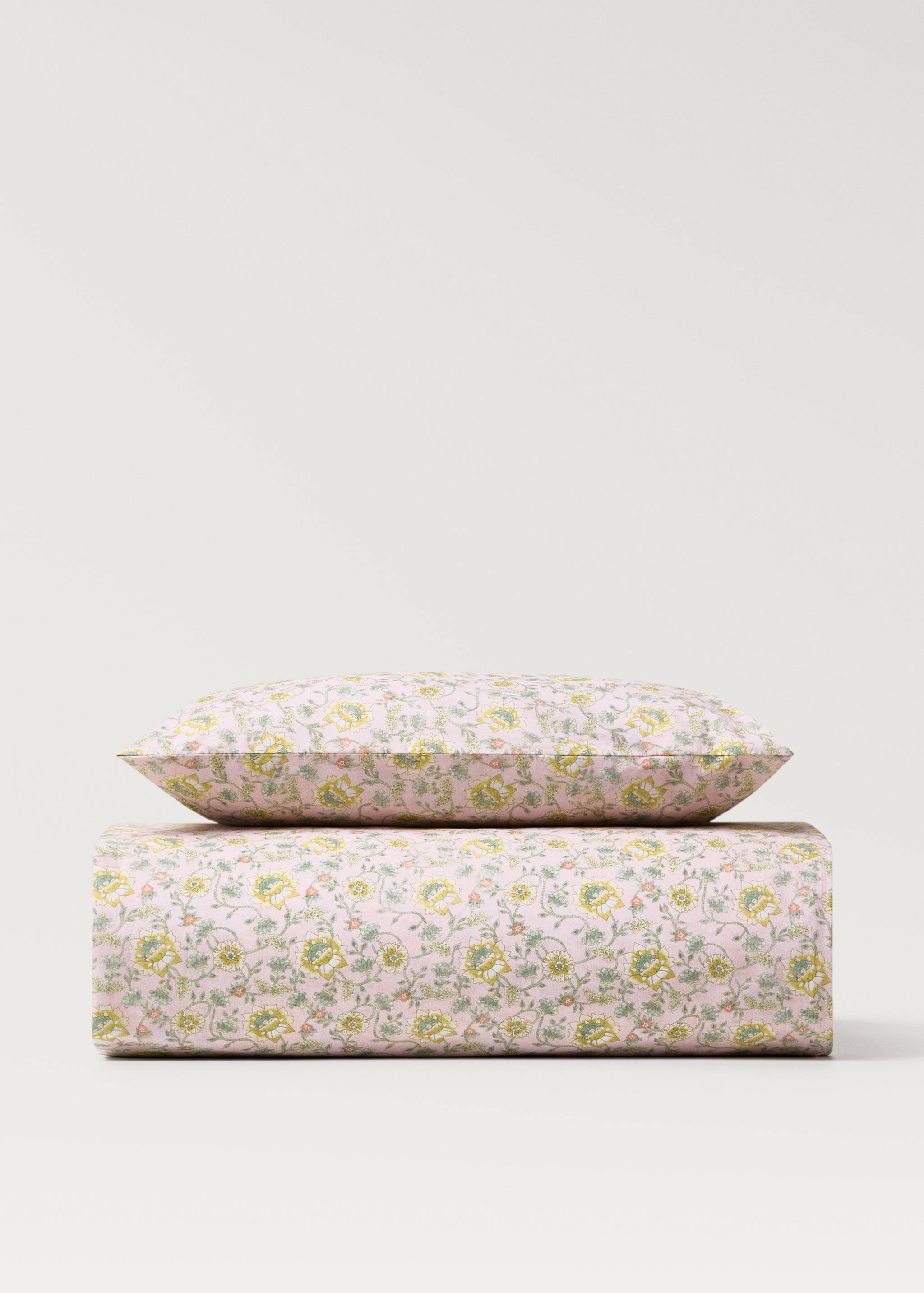 Cotton percale floral-print duvet cover for cot - Article without model