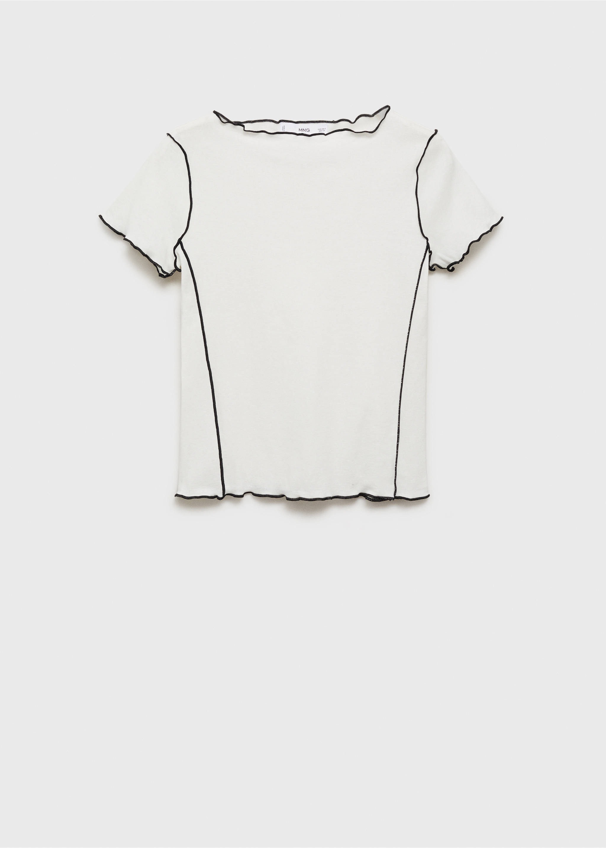 Crop top t-shirt with contrasting trim - Article without model, White. Ref: 87074090-00.
