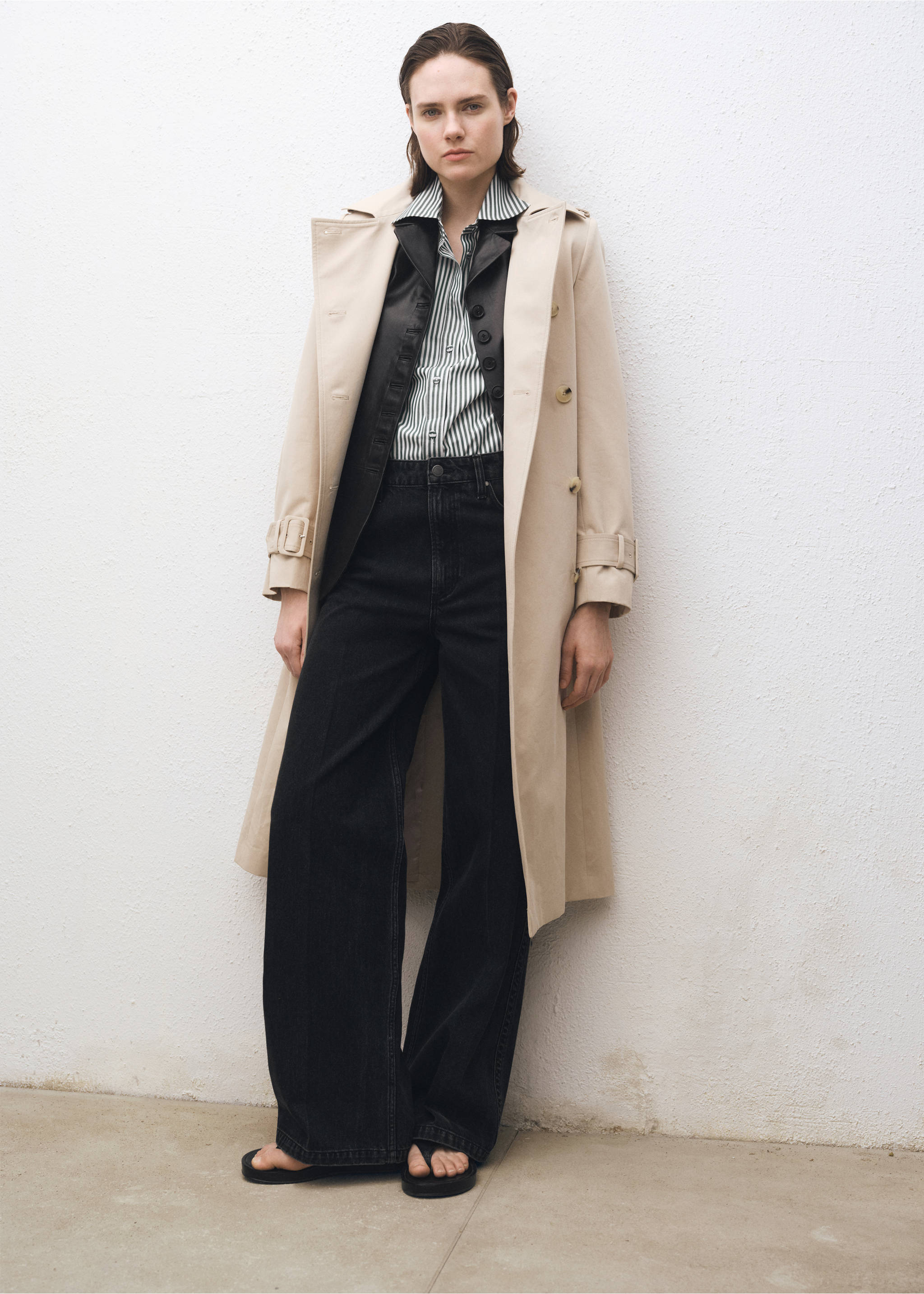 High waist straight jeans - General plane, Black denim. Ref: 87074091-00.
