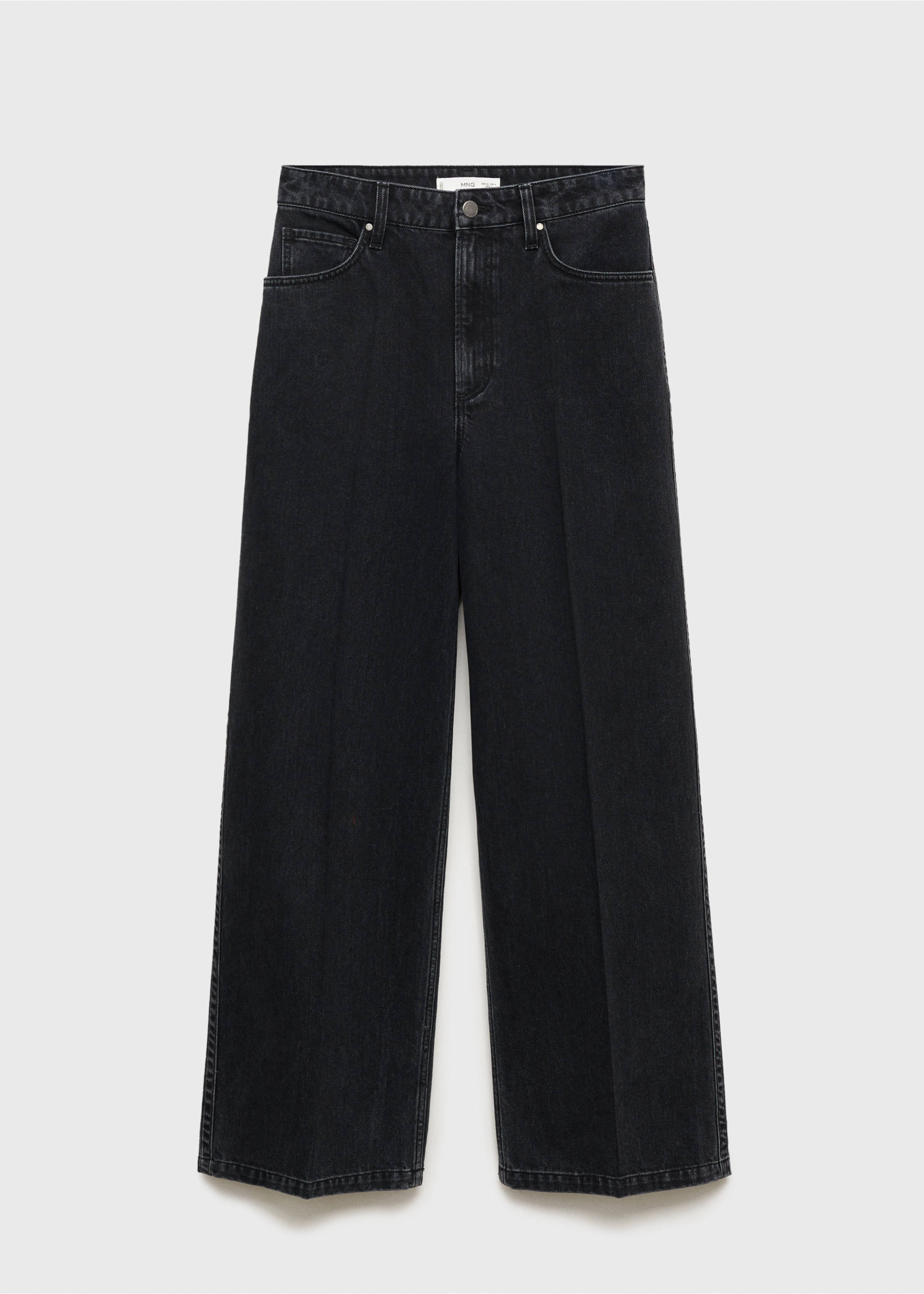 High waist straight jeans - Article without model, Black denim. Ref: 87074091-00.