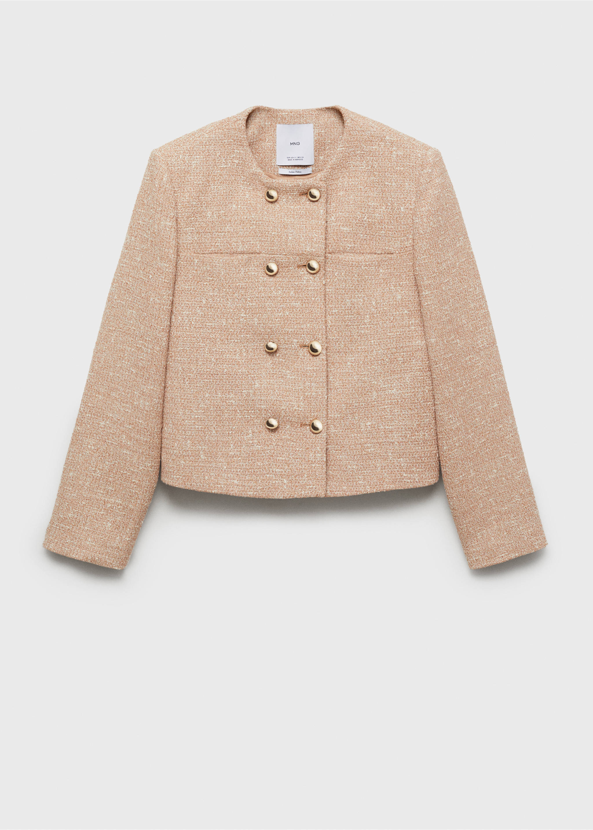 Double-breasted tweed jacket - Article without model, Medium Brown. Ref: 87074093-00.