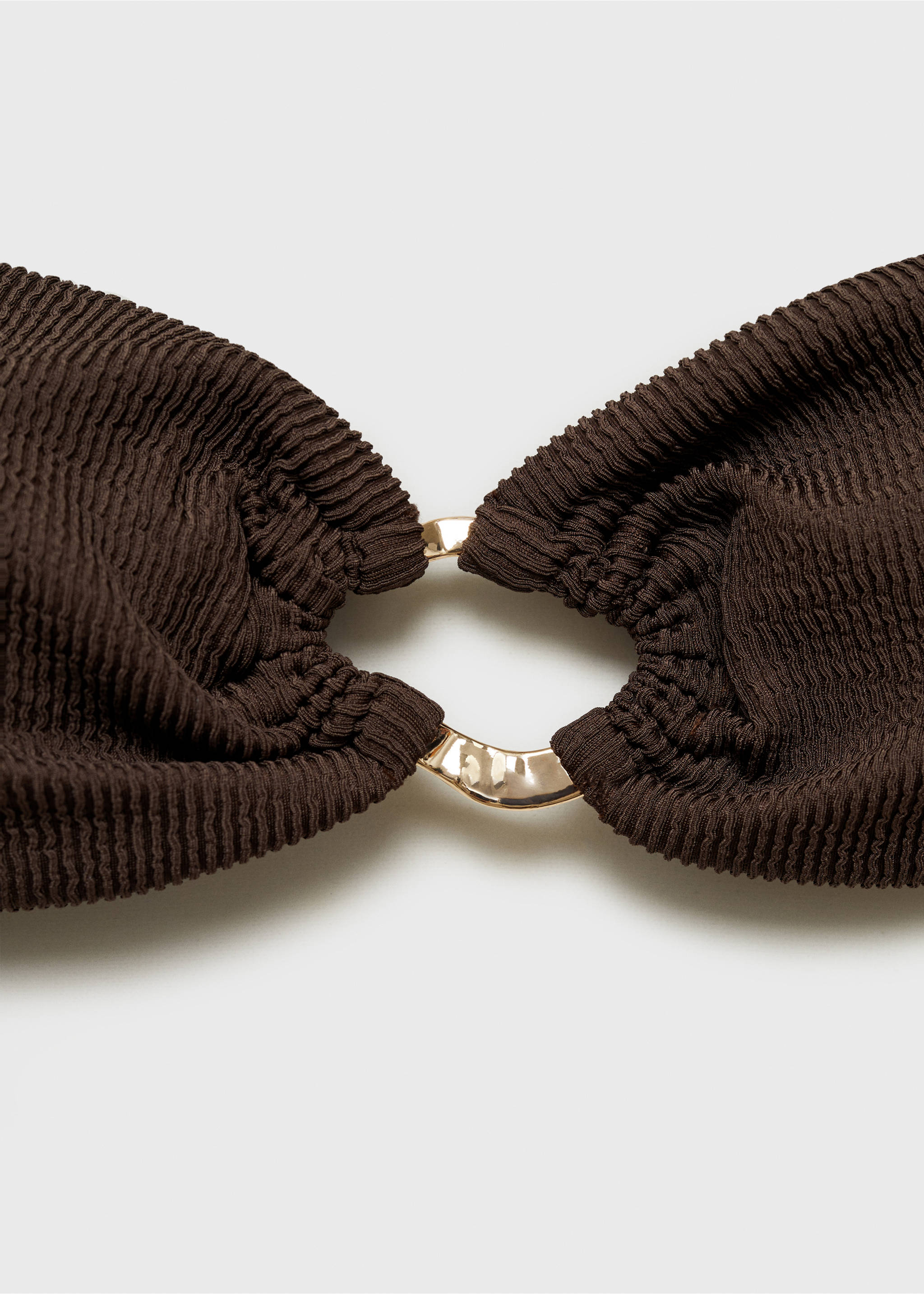 Góra od bikini z prążkowanego materiału z kołem - Szczegóły artykułu 8, Czekoladowy. Ref: 87074388-00.