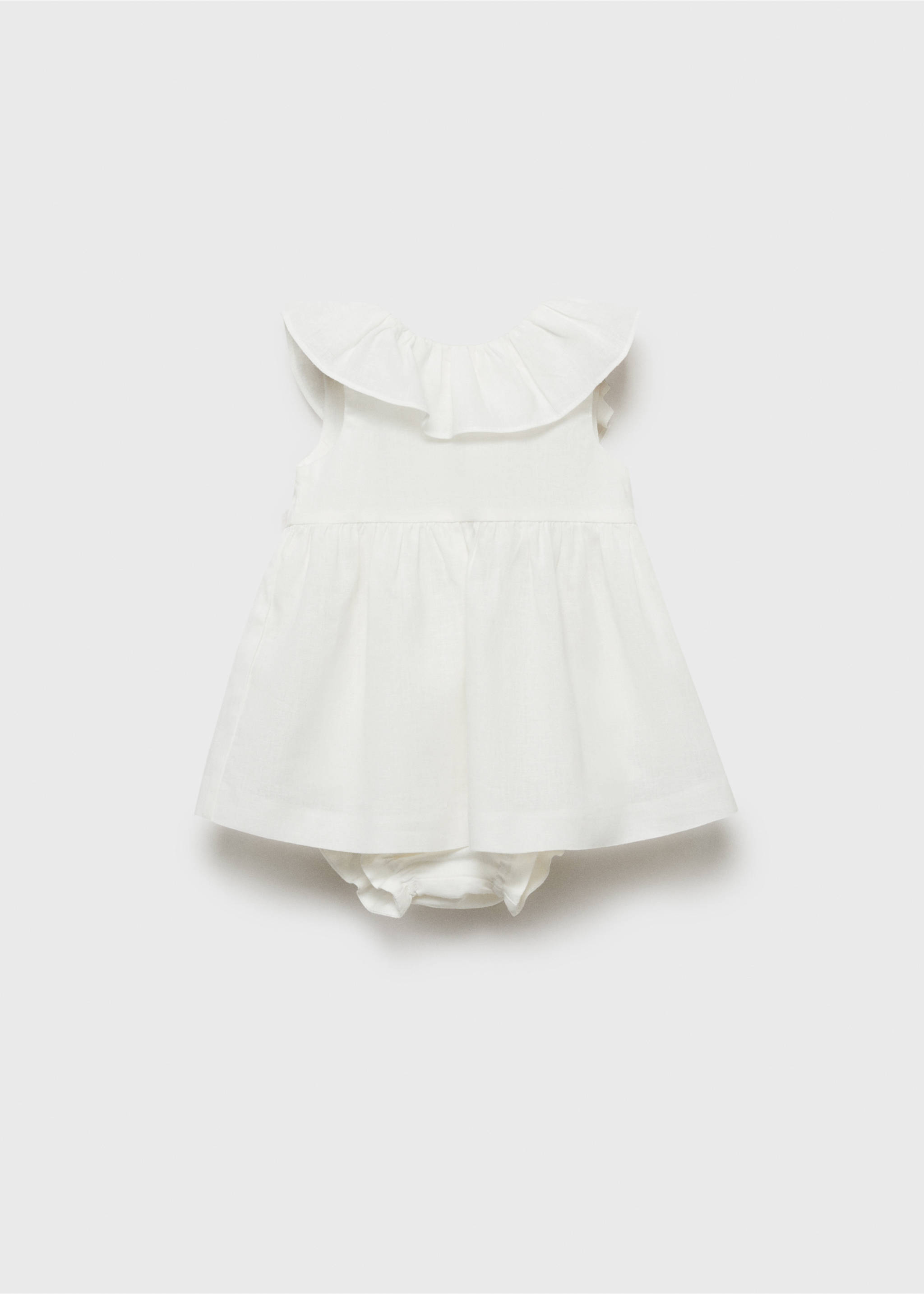 Φόρεμα και ζιπουνάκια από λινό με φιόγκο - Προϊόν χωρίς μοντέλο, Υπόλευκο. Ref: 87074395-00.