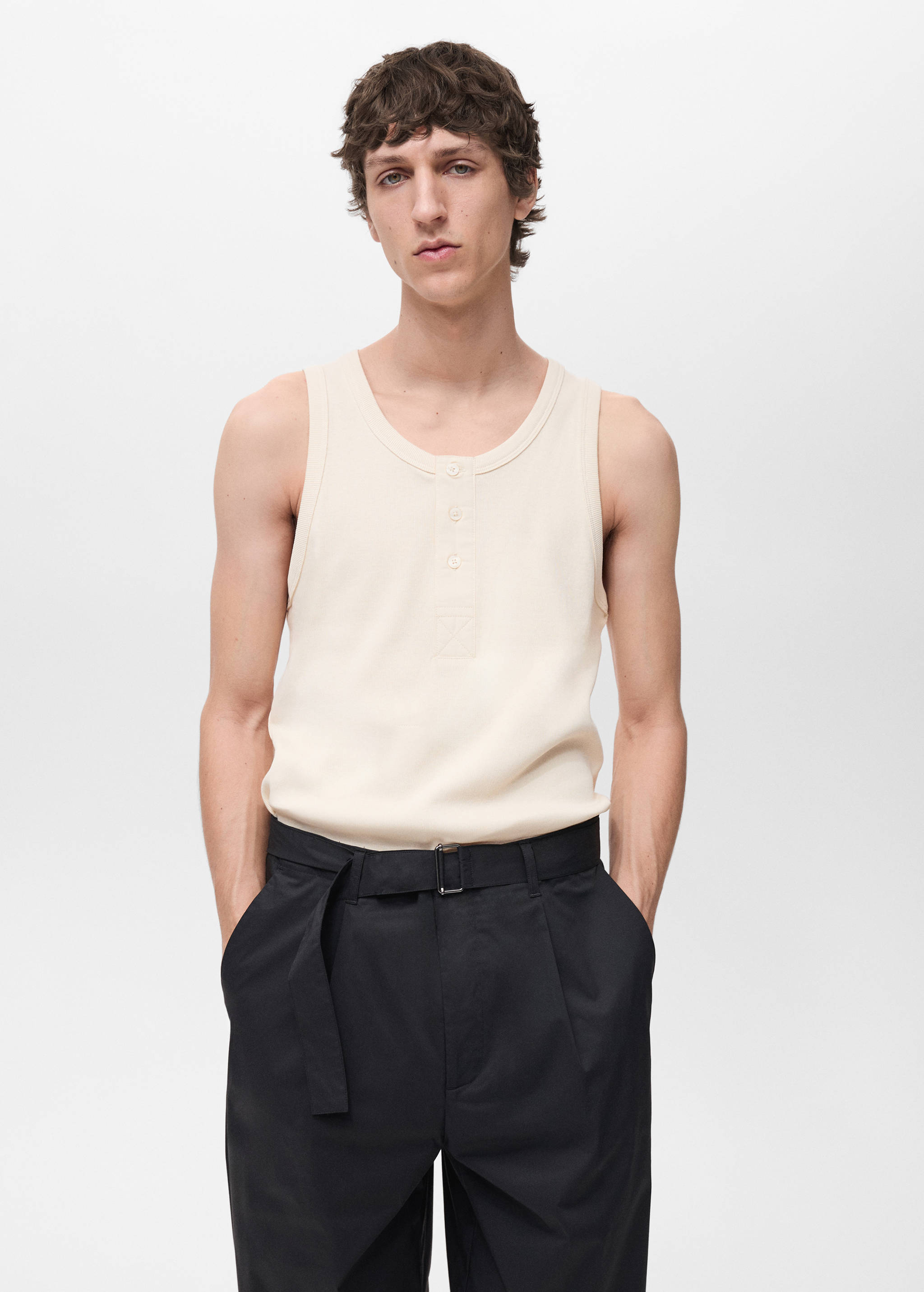 T-shirt à boutons 100 % coton bretelles - Plan moyen