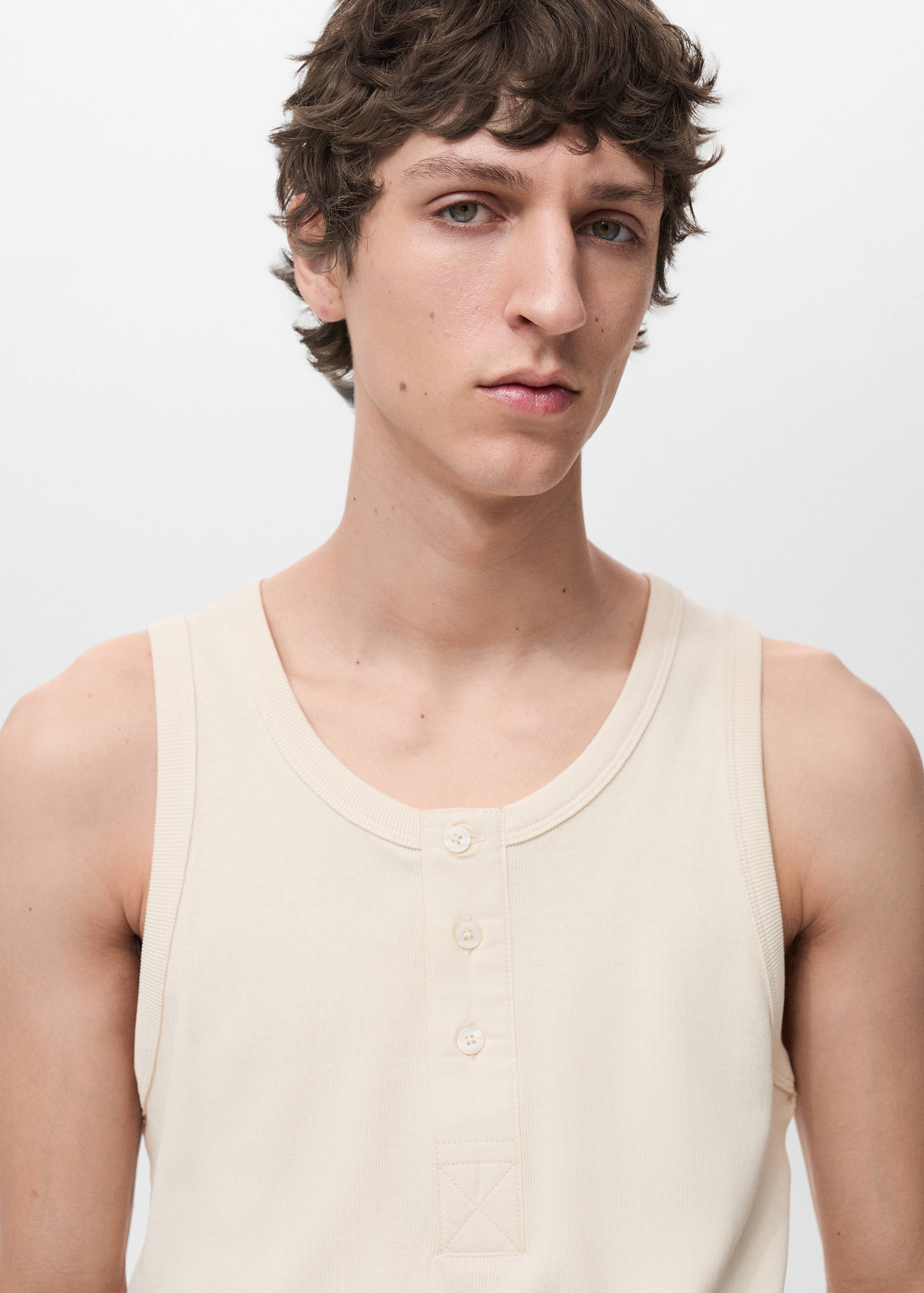 T-shirt à boutons 100 % coton bretelles - Détail de l'article 1