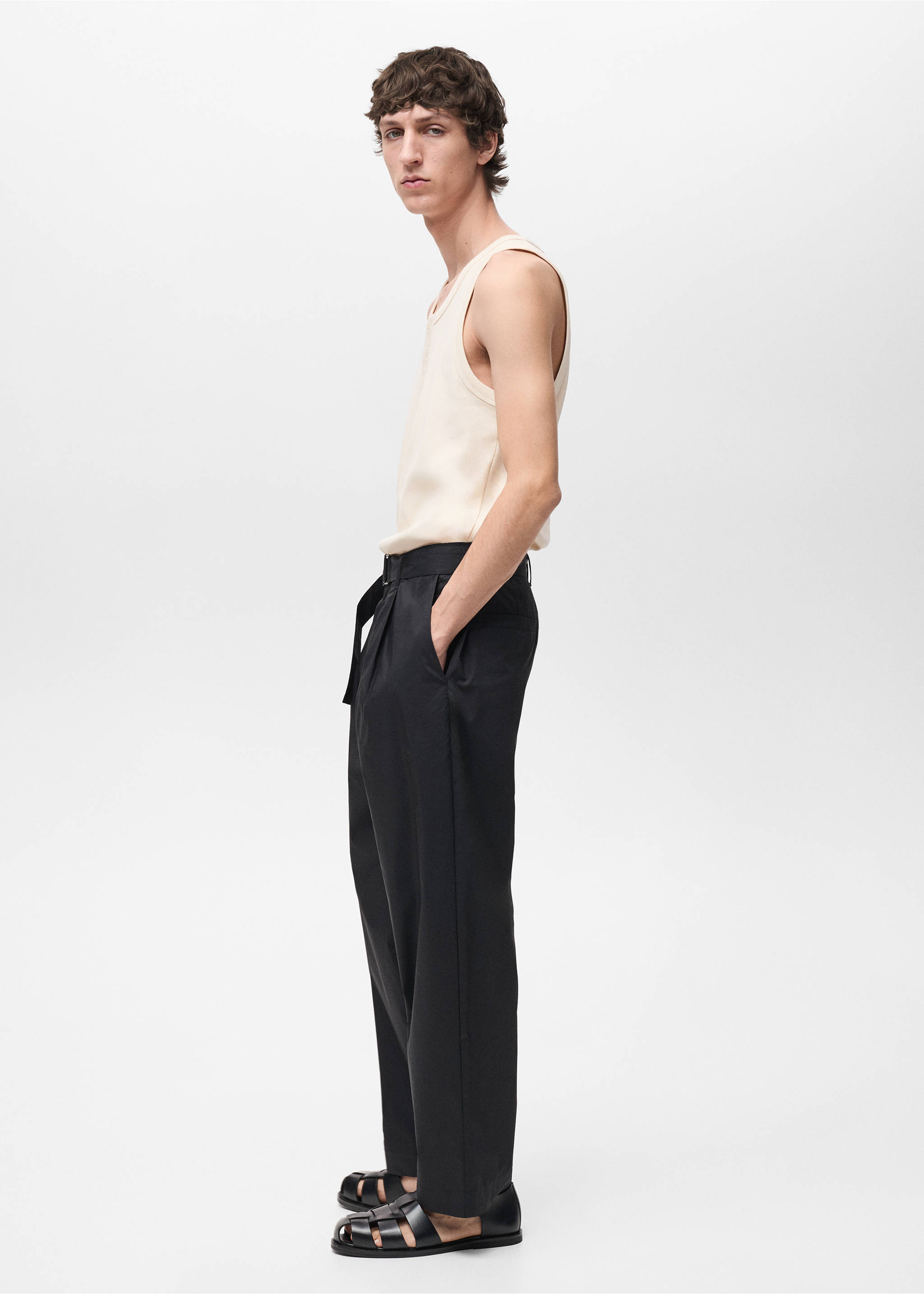 Camiseta botones 100% algodón tirantes - Detalle del artículo 2, Crudo. Ref: 87074409-00.