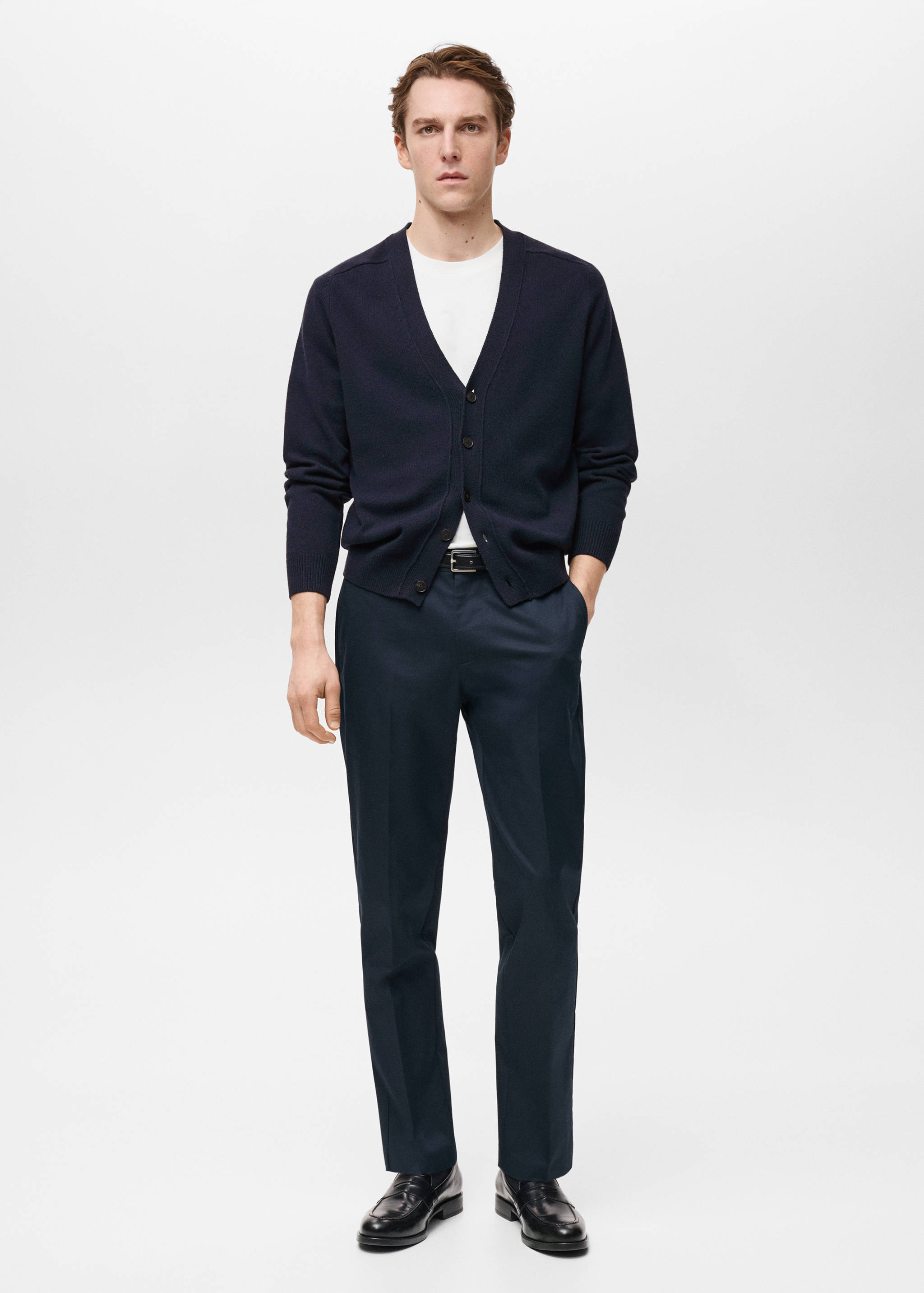 Knitted cotton cardigan with buttons - General plane