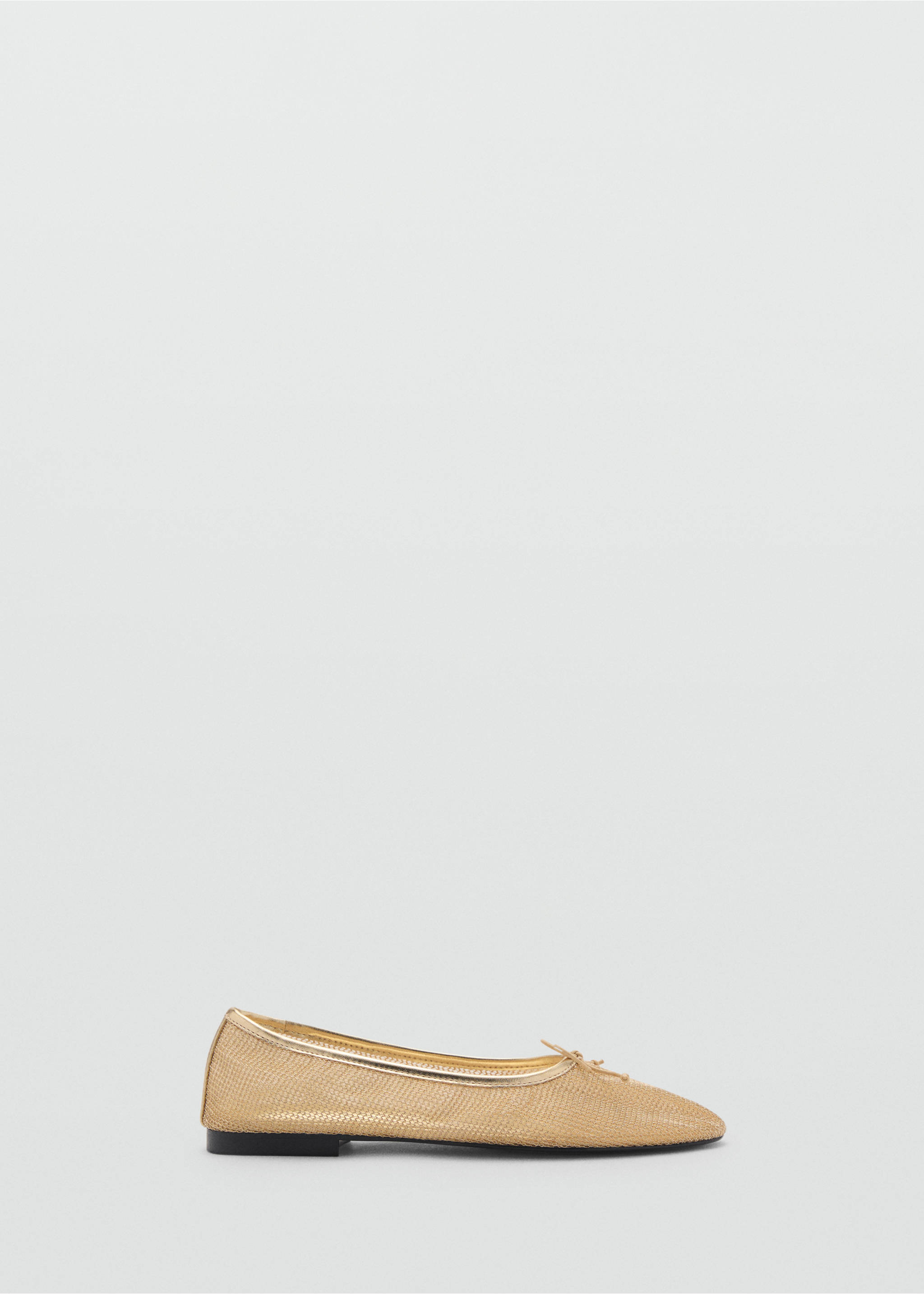 Mesh ballerina flats with bow - Article without model, Gold. Ref: 87074419-00.