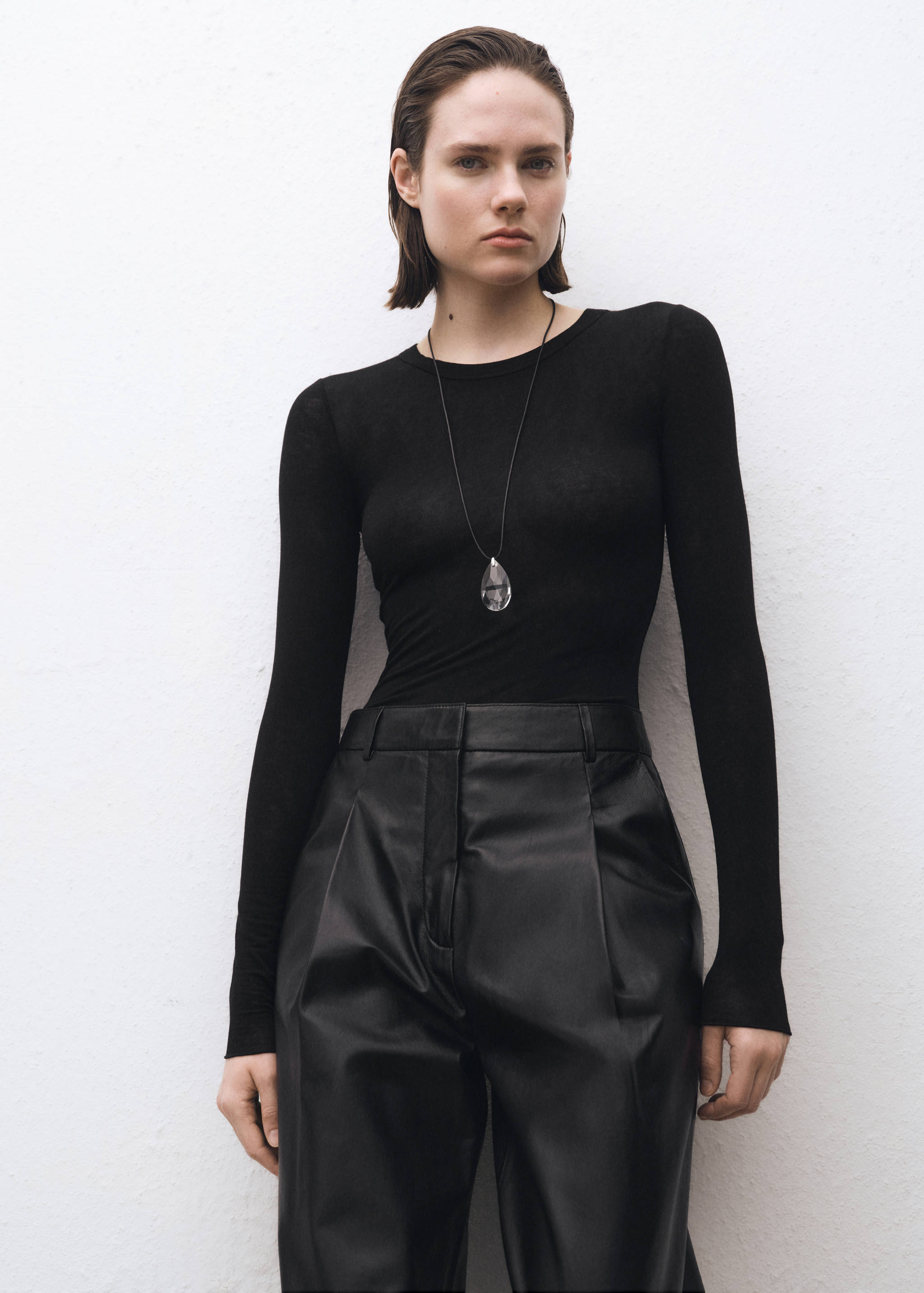 Langarm-T-Shirt aus Wollgemisch - Mittlere Ansicht