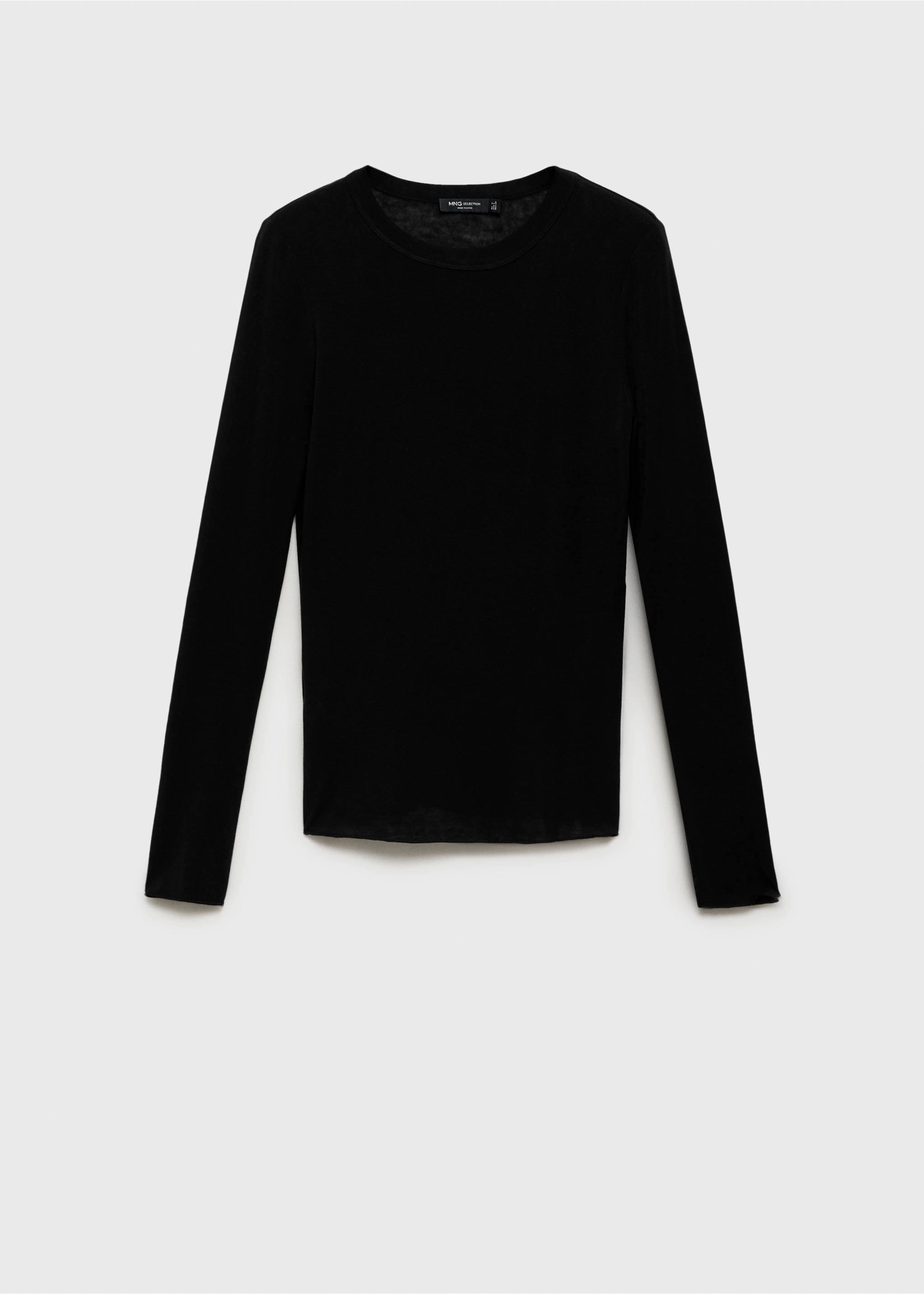 T-shirt manches longues en laine mélangée - Article sans modèle, Noir. Ref: 87074420-00.