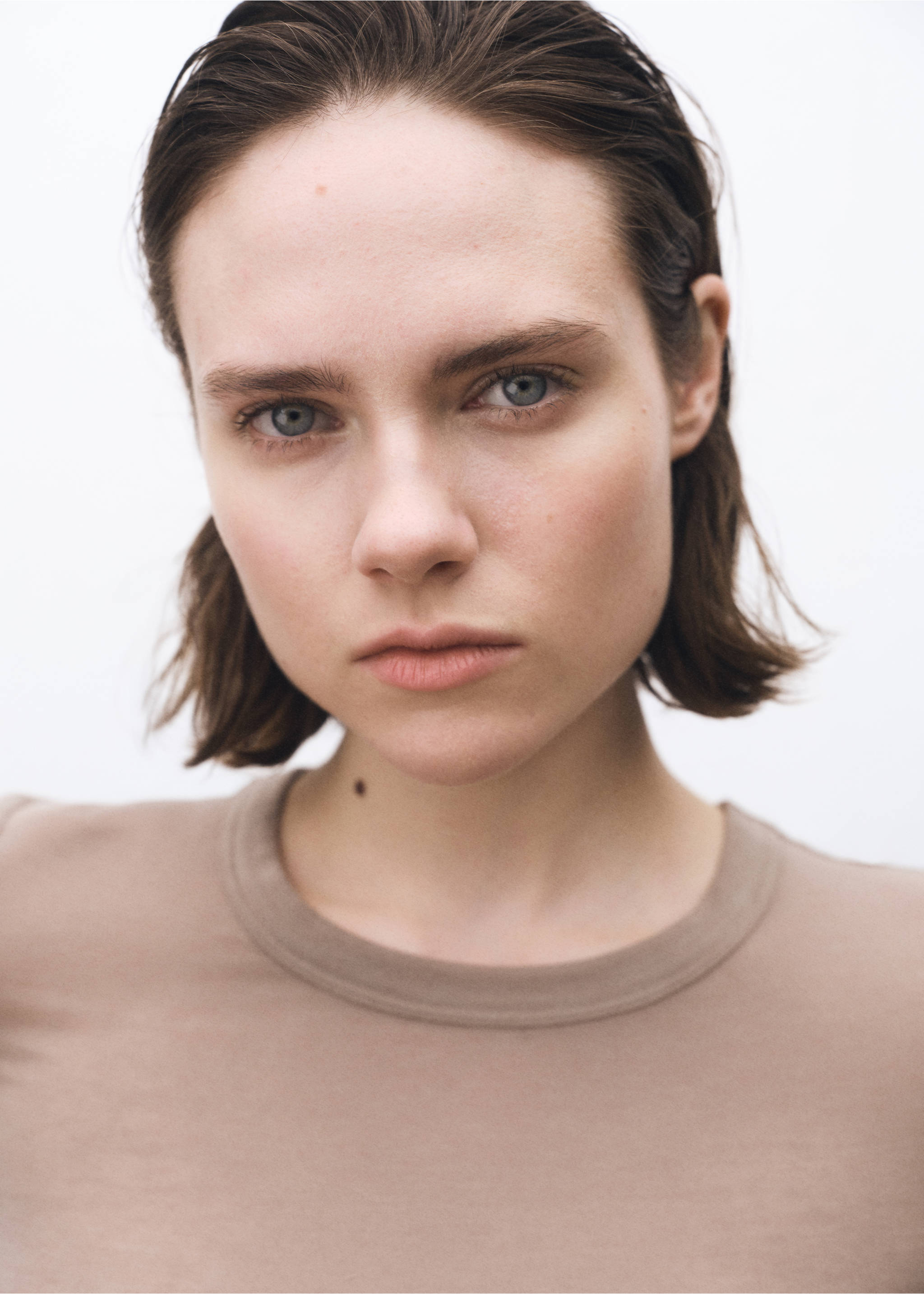 Langarm-T-Shirt aus Wollgemisch - Mittlere Ansicht, Hellbraun/Pastellbraun. Ref: 87074420-00.