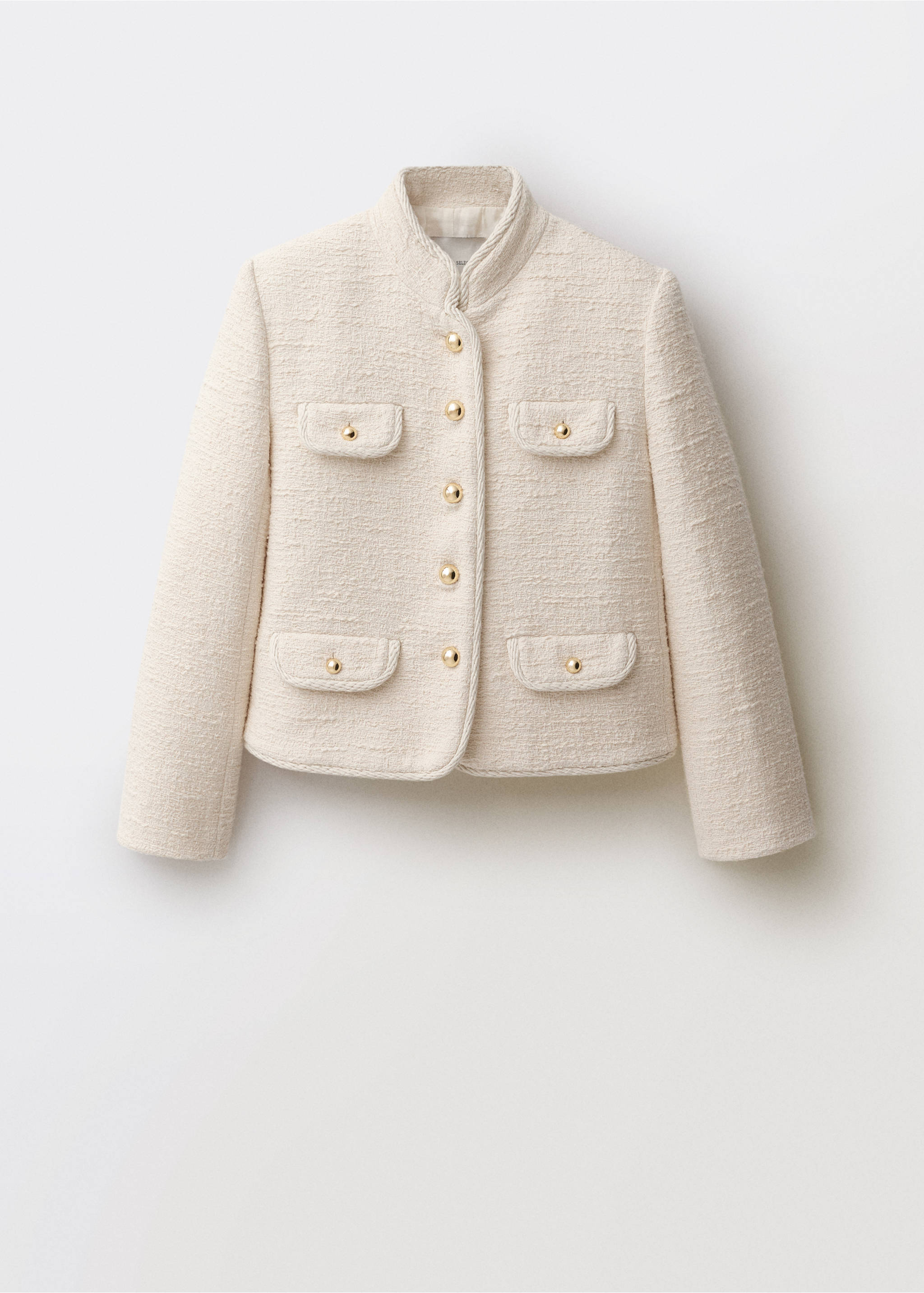 Tweed jacket with striped collar - Article without model, Ecru. Ref: 87074426-00.
