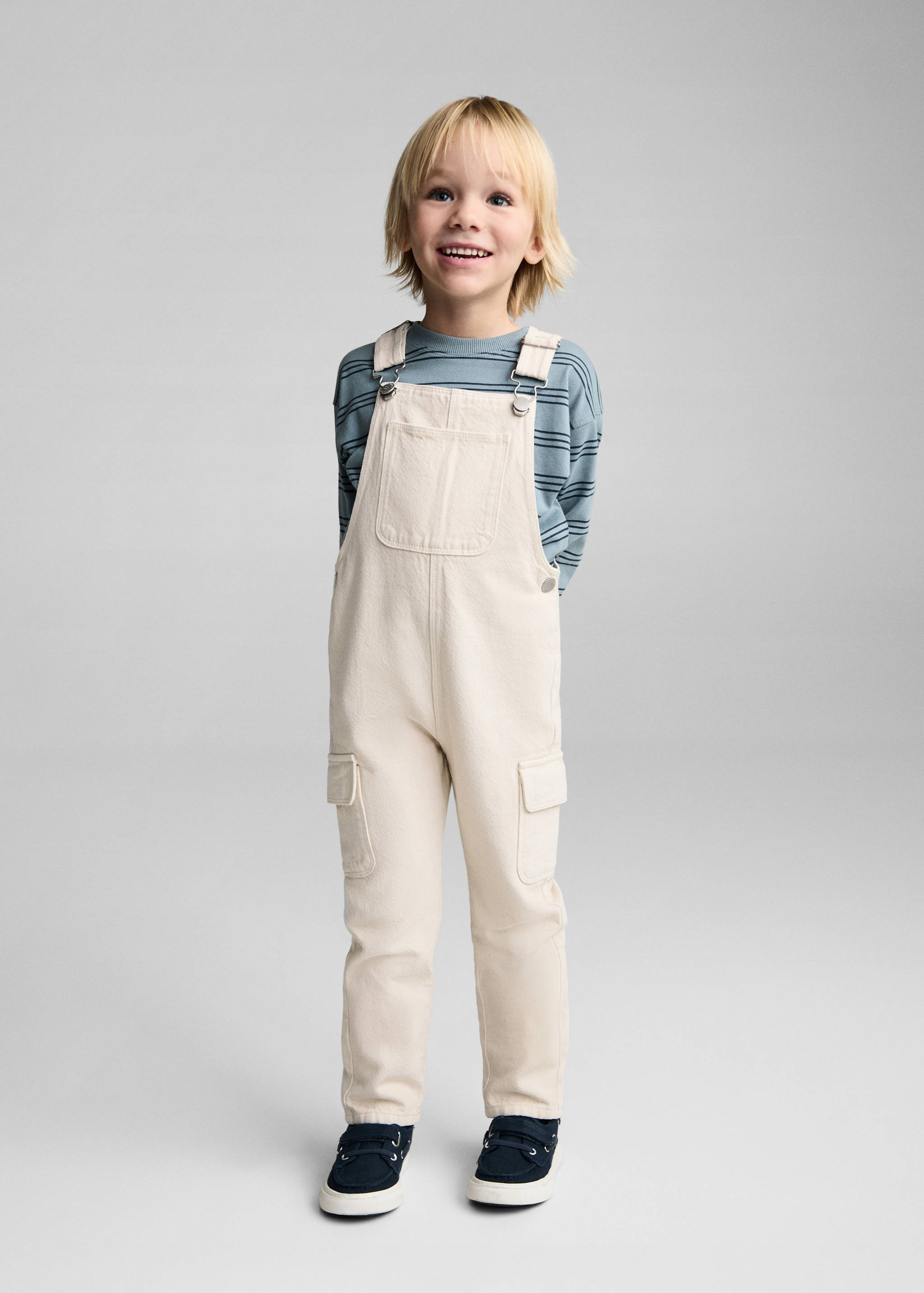 Long denim overalls with pocket - General plane