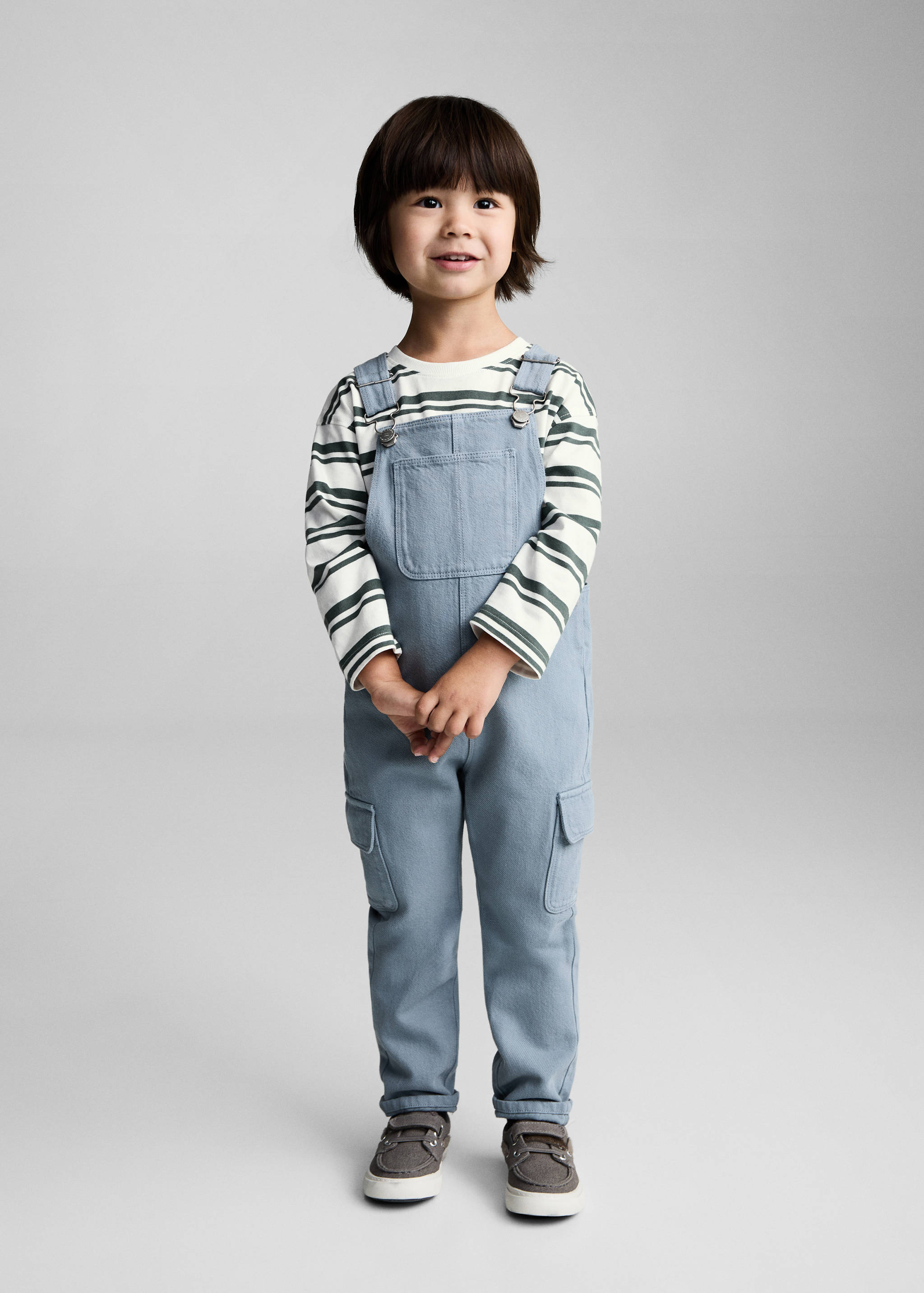 Long denim overalls with pocket - General plane