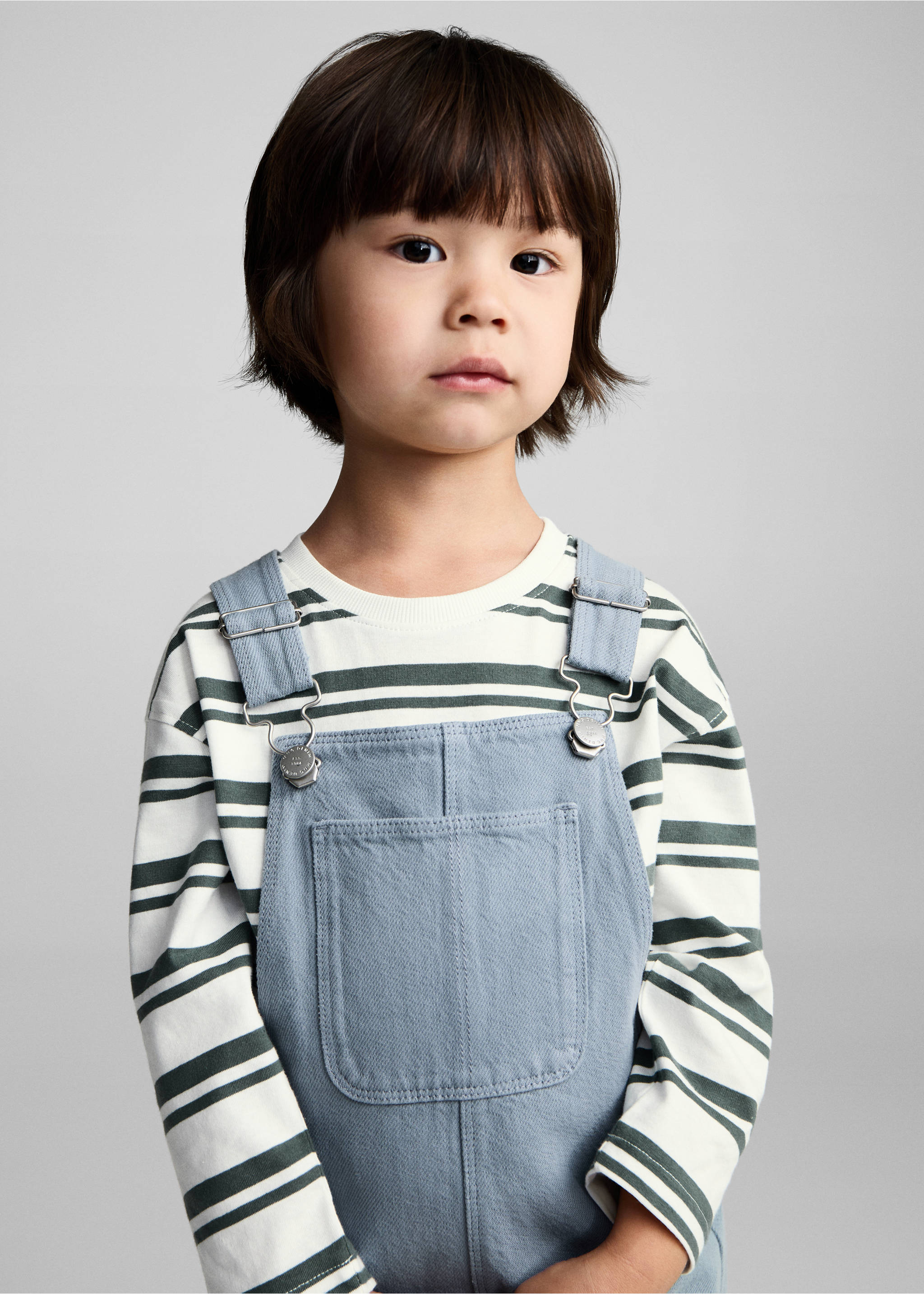Long denim overalls with pocket - Medium plane, Blue. Ref: 87074781-00.
