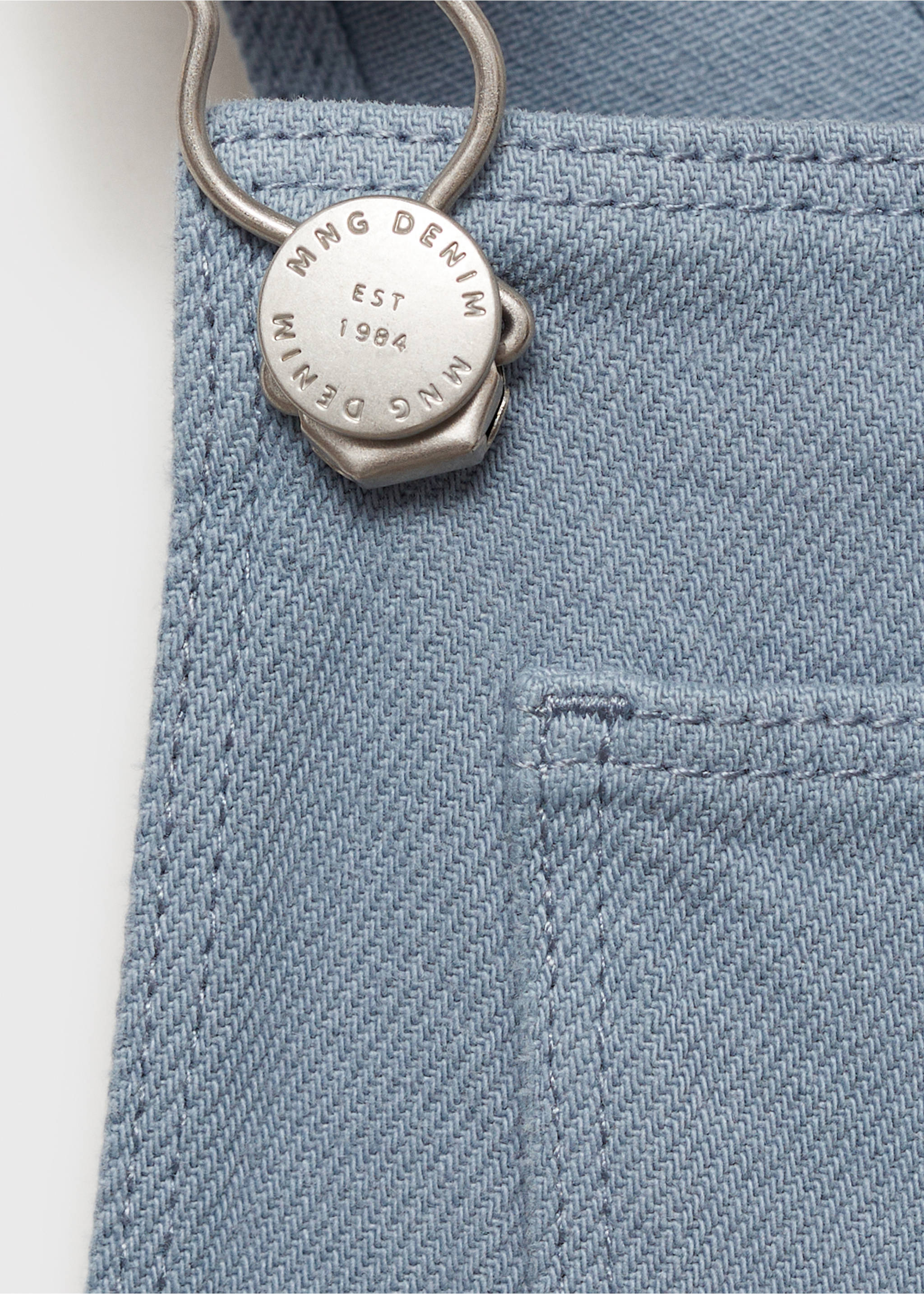 Long denim overalls with pocket - Details of the article 0, Blue. Ref: 87074781-00.