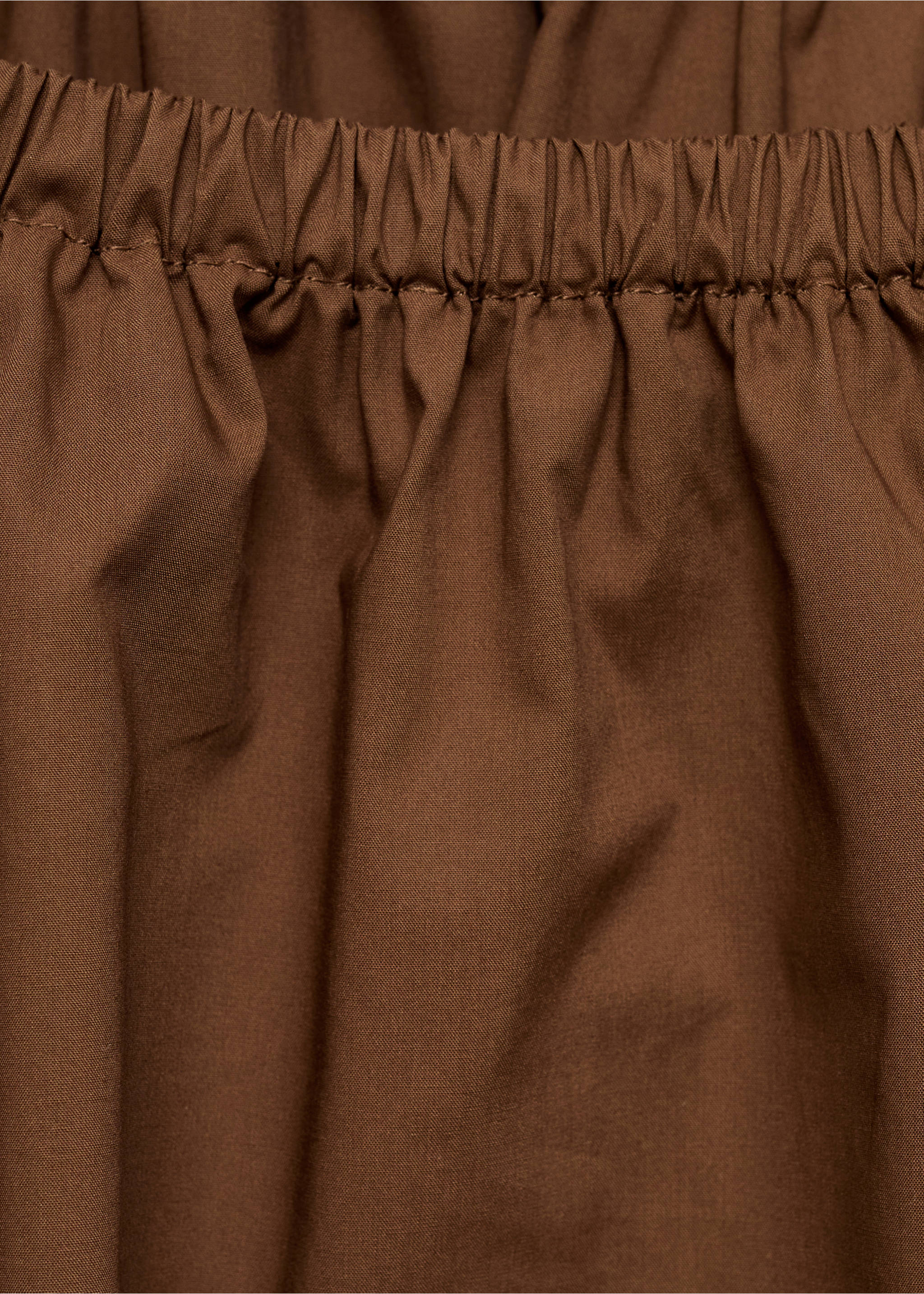 Cotton blouse with gathered neck - Details of the article 8, Brown. Ref: 87074783-00.