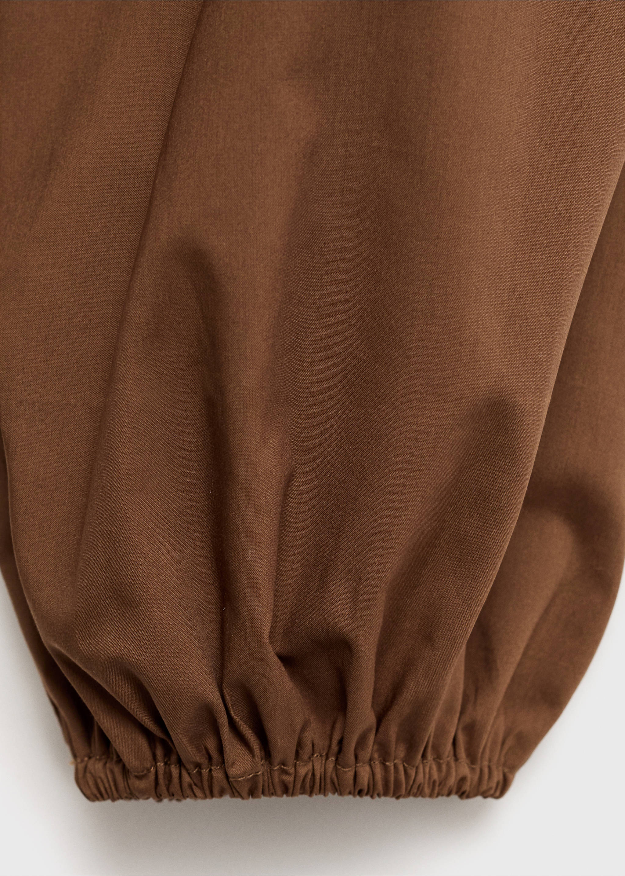 Cotton blouse with gathered neck - Details of the article 0, Brown. Ref: 87074783-00.