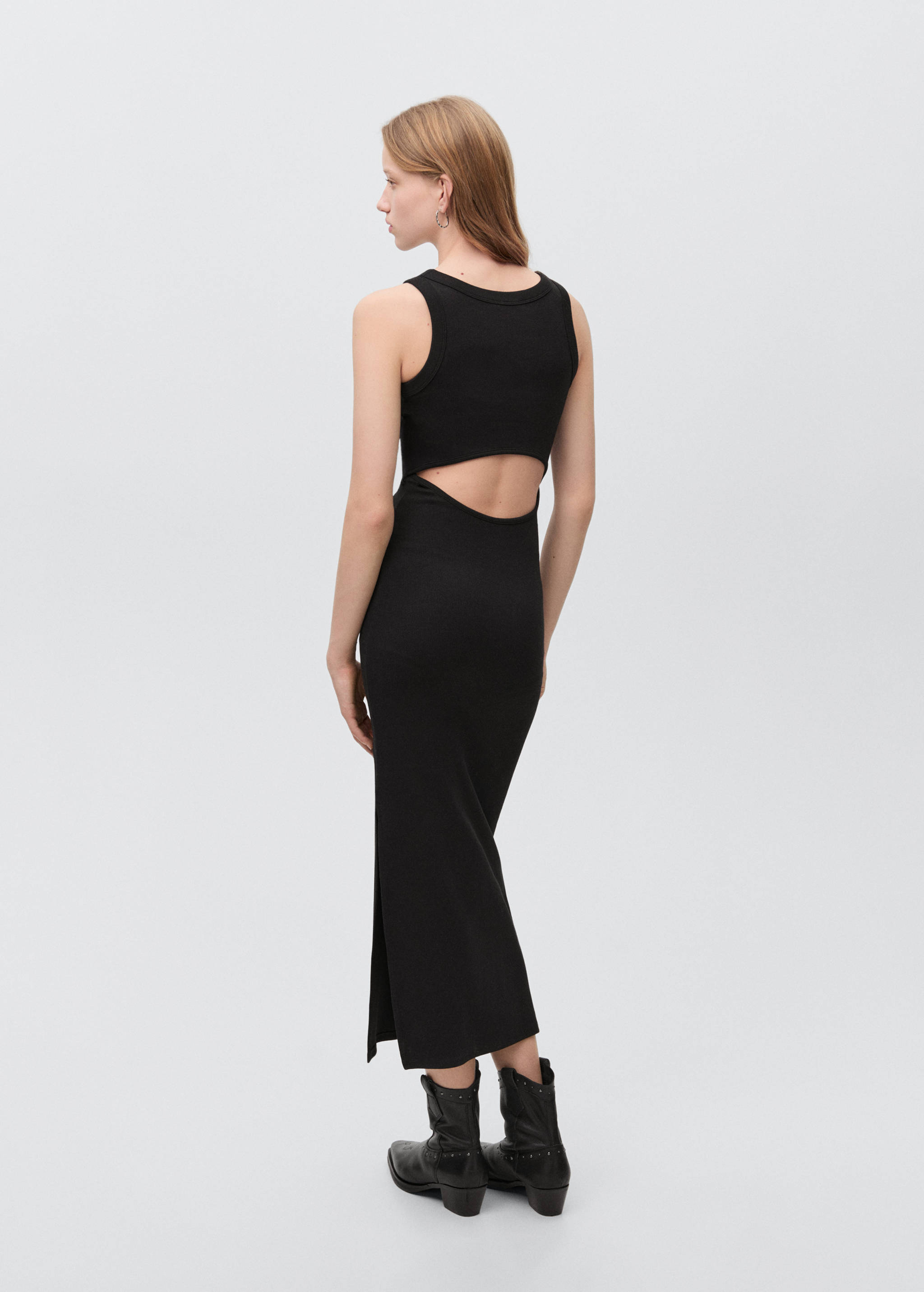 Robe fendue maille côtelée - Verso de l’article