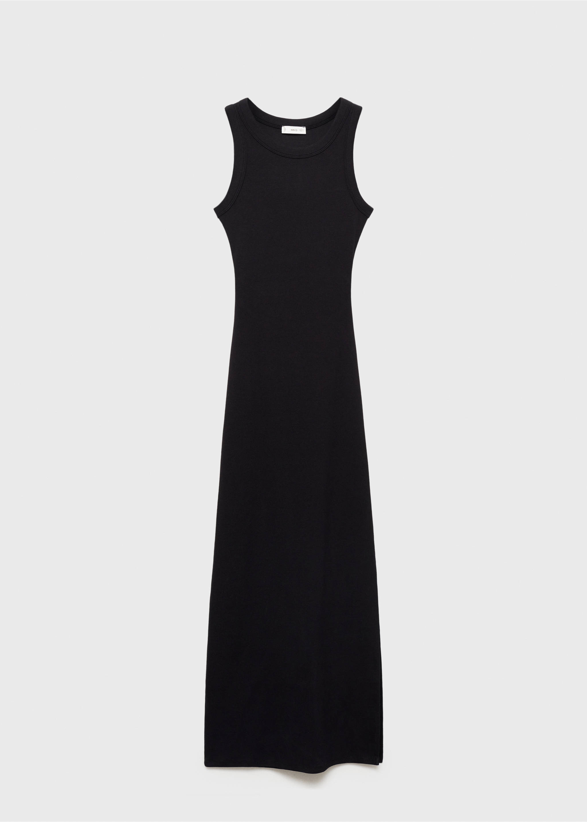 Robe fendue maille côtelée - Article sans modèle, Noir. Ref: 87074789-00.
