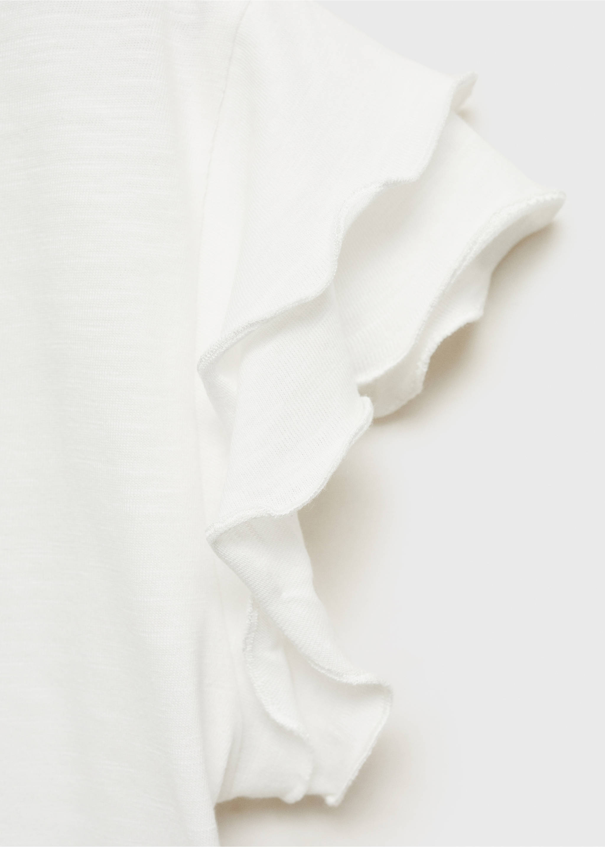 Gemustertes T-Shirt mit Volantdetails - Detail des Artikels 0, Cremeweiß. Ref: 87074792-00.