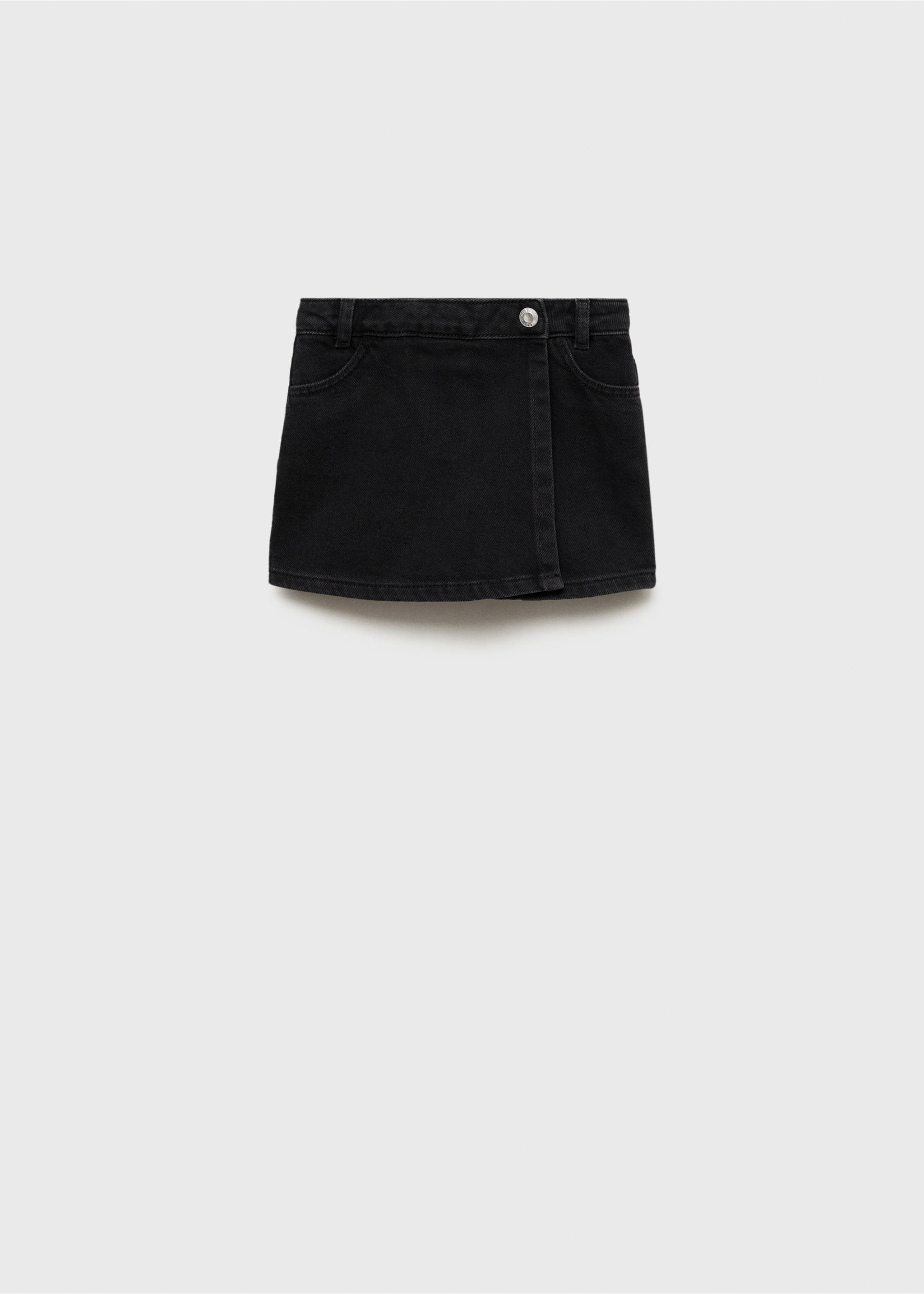 Wrapped denim skort - Article without model, Black denim. Ref: 87074794-00.