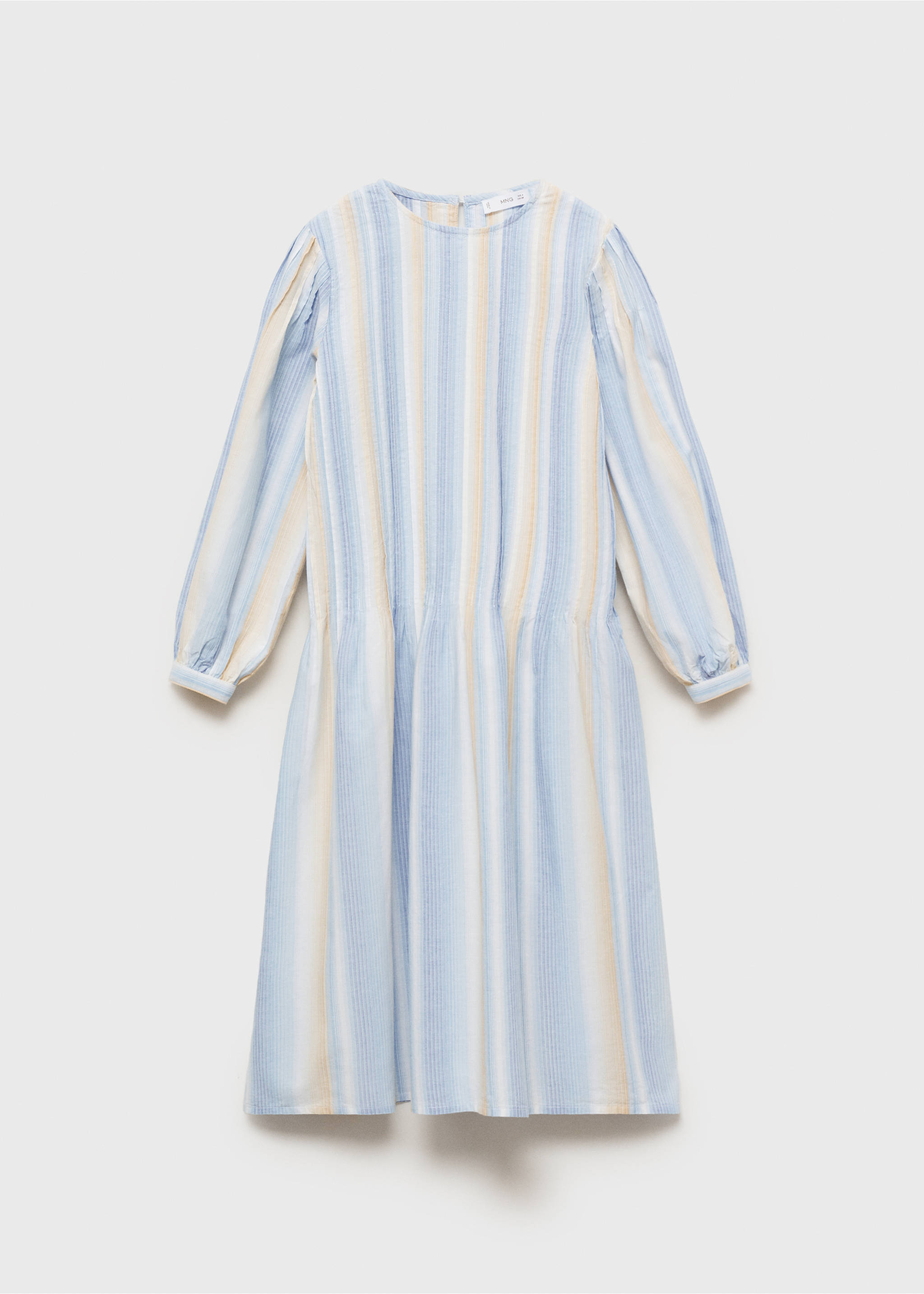 Striped gathered dress - Article without model, Sky Blue. Ref: 87074795-00.