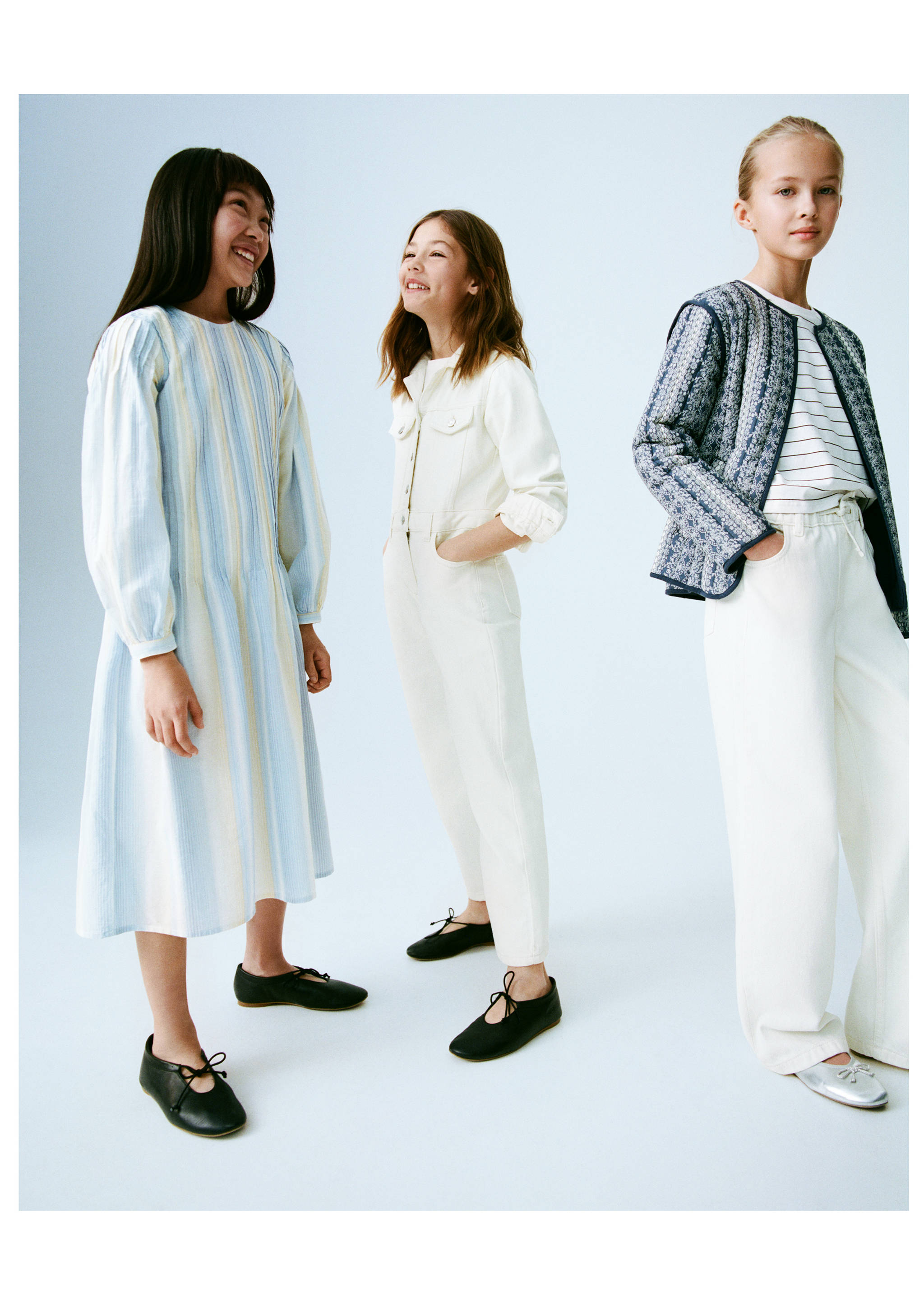 Striped gathered dress - Details of the article 5, Sky Blue. Ref: 87074795-00.