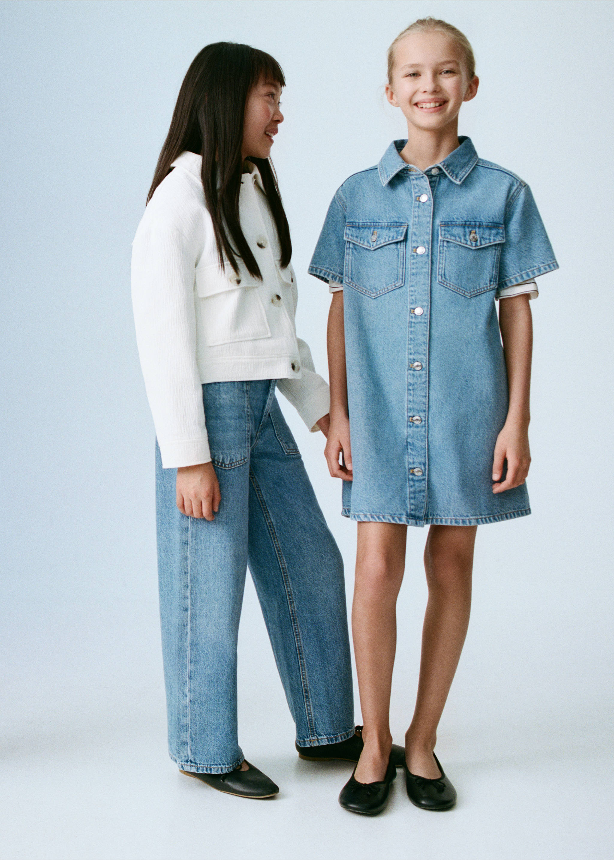 Short denim dress - Details of the article 6, Medium Blue. Ref: 87074799-00.