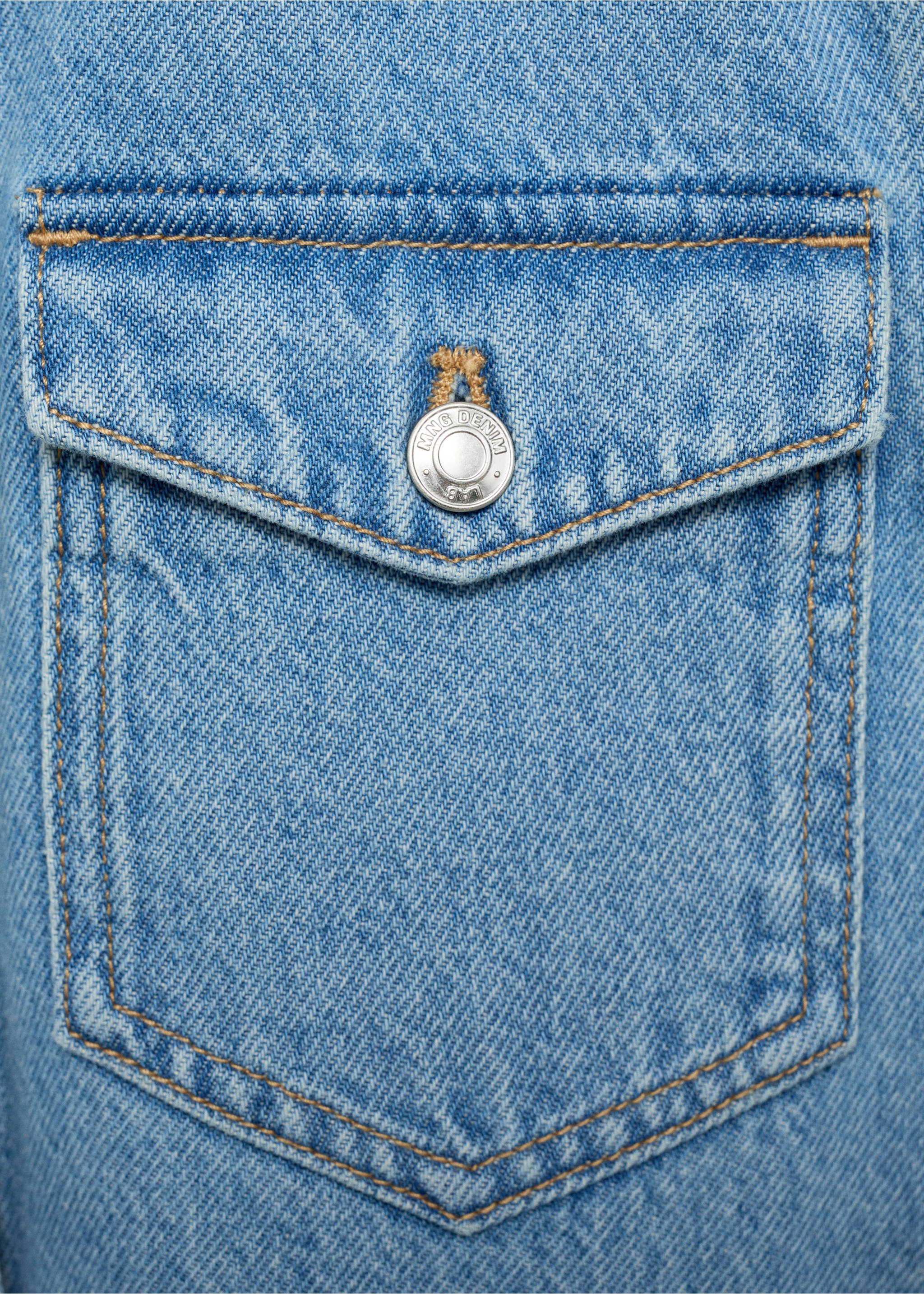 Short denim dress - Details of the article 8, Medium Blue. Ref: 87074799-00.