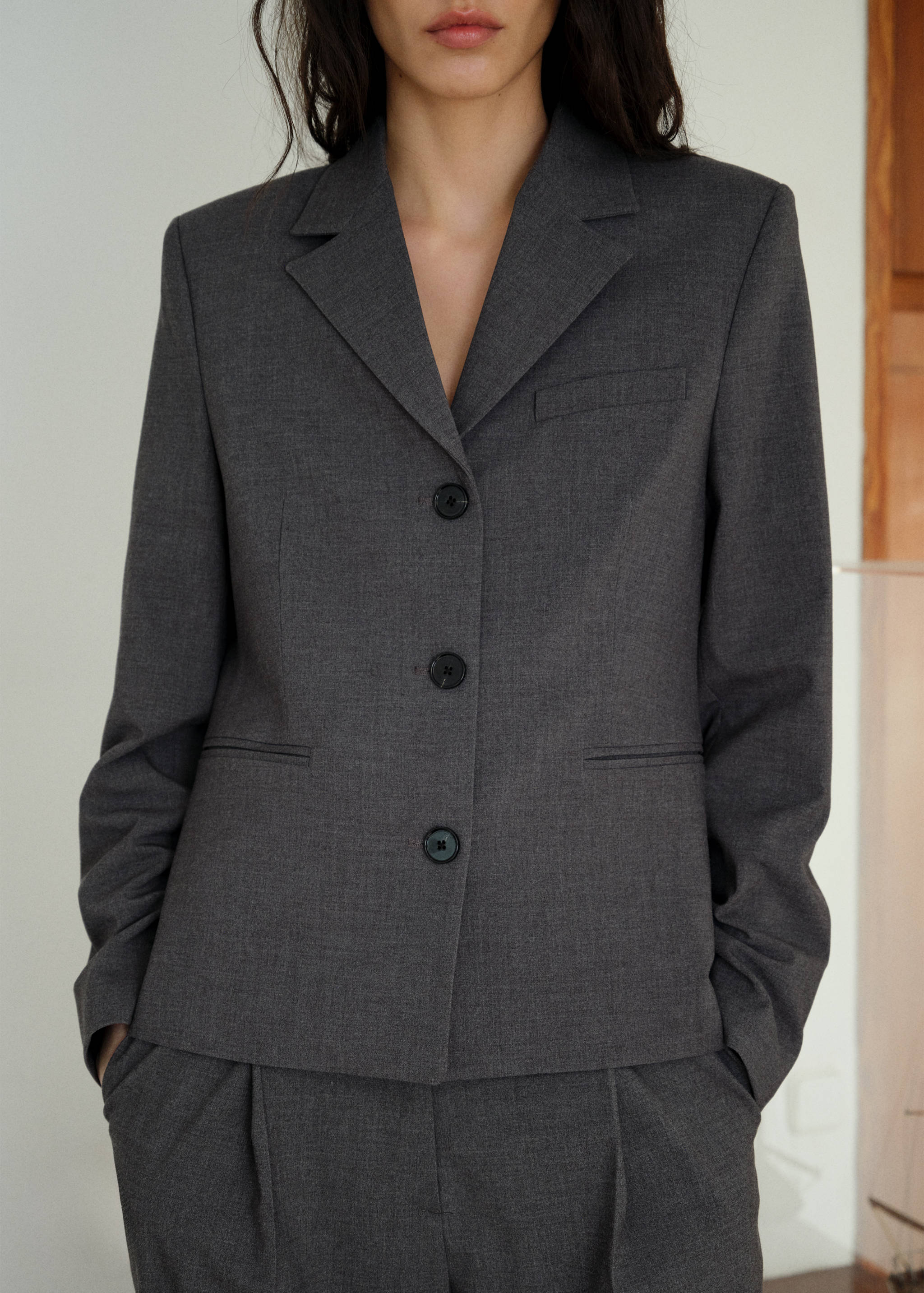 Straight button suit blazer - Medium plane