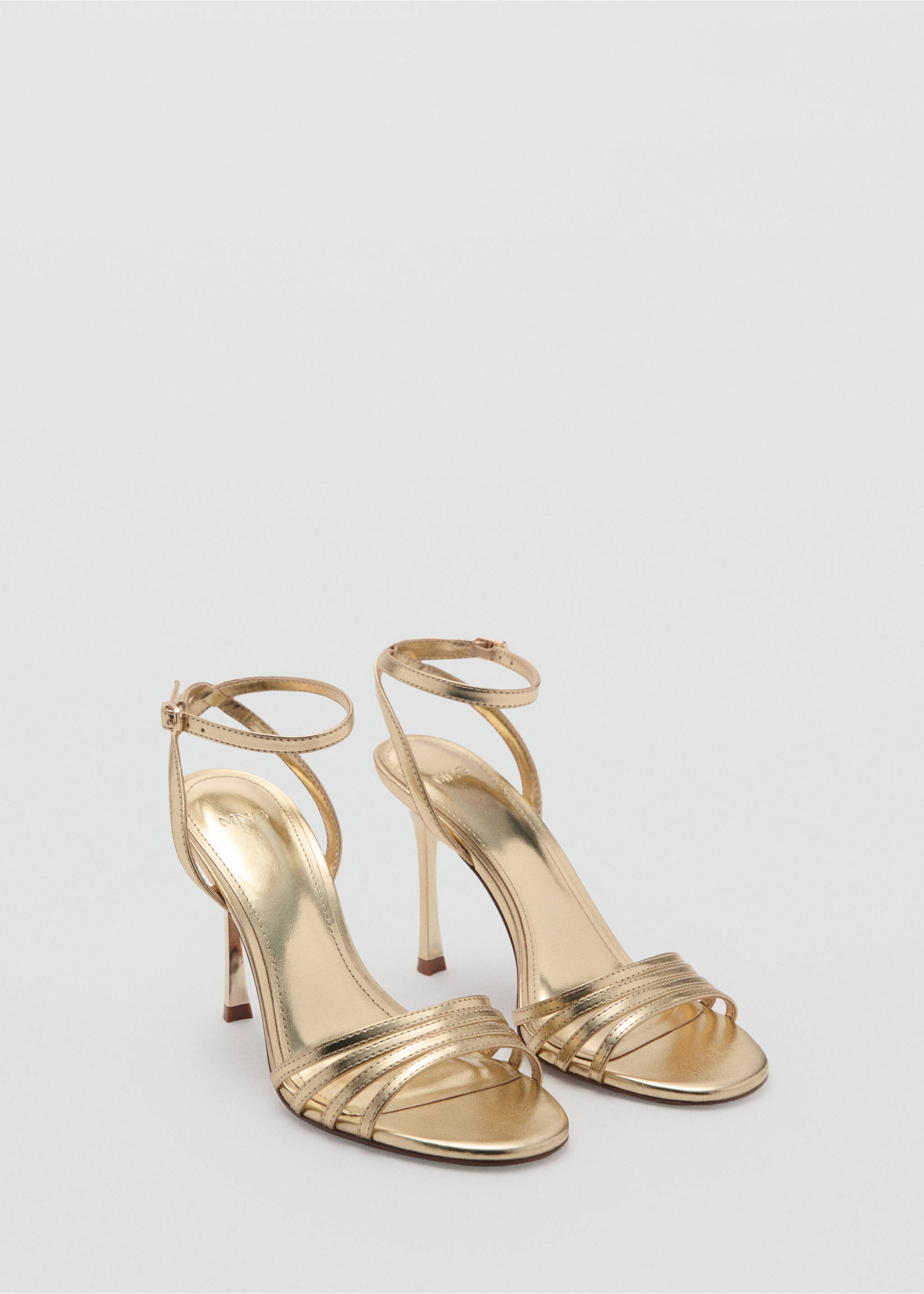 Sandales talon brides combinées - Plan moyen, Or. Ref: 87074803-00.