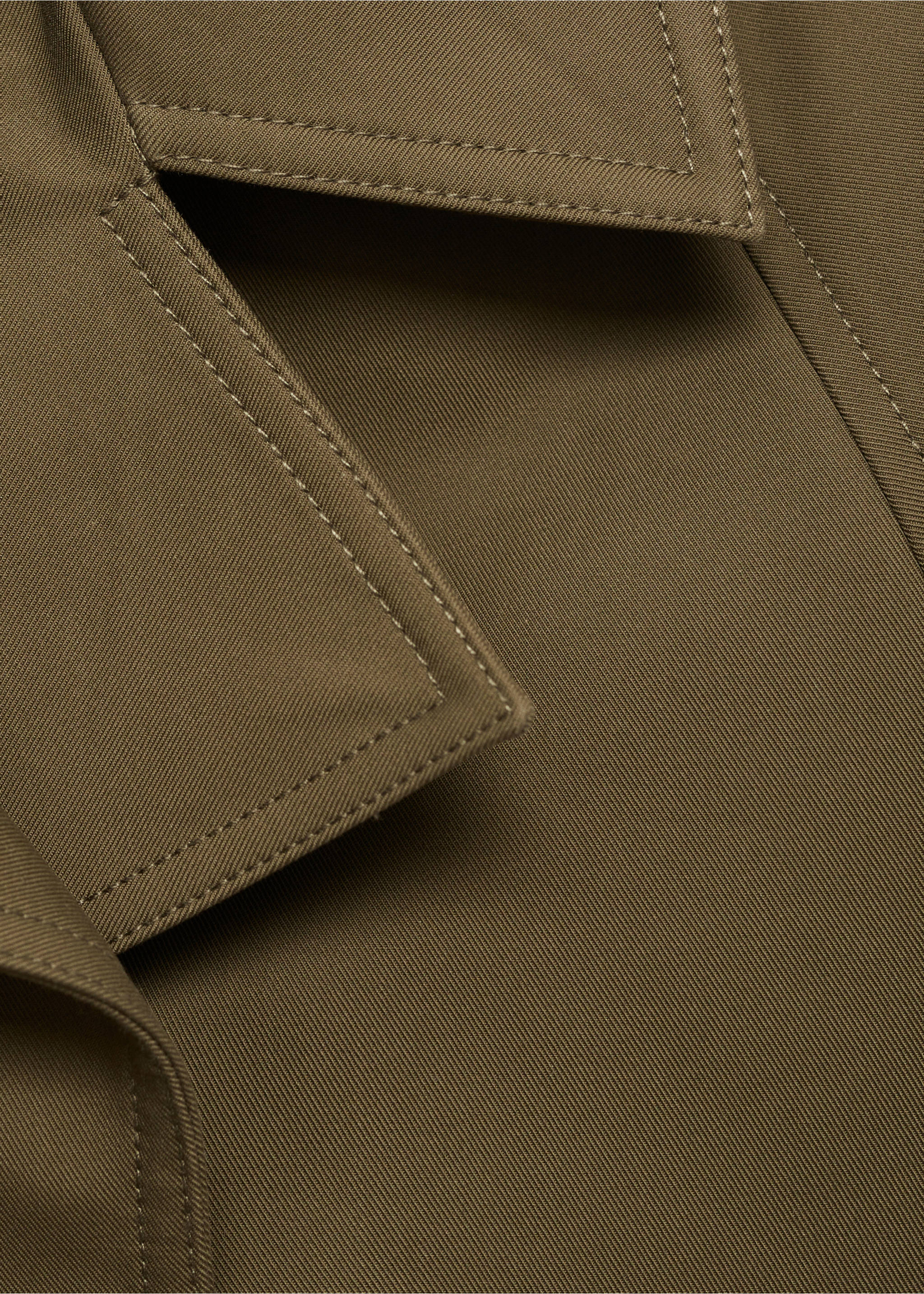 Cotton double-breasted cropped trench coat - Details of the article 8, Khaki. Ref: 87074808-00.