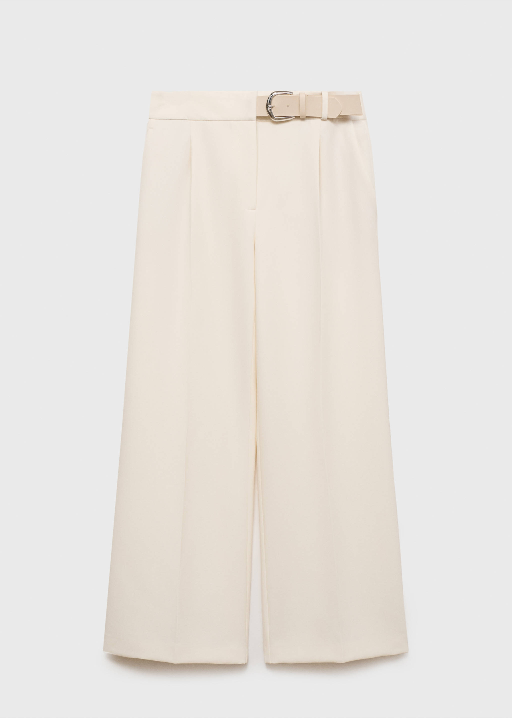 Pantalon droit avec ceinture - Article sans modèle, Écru. Ref: 87074811-00.
