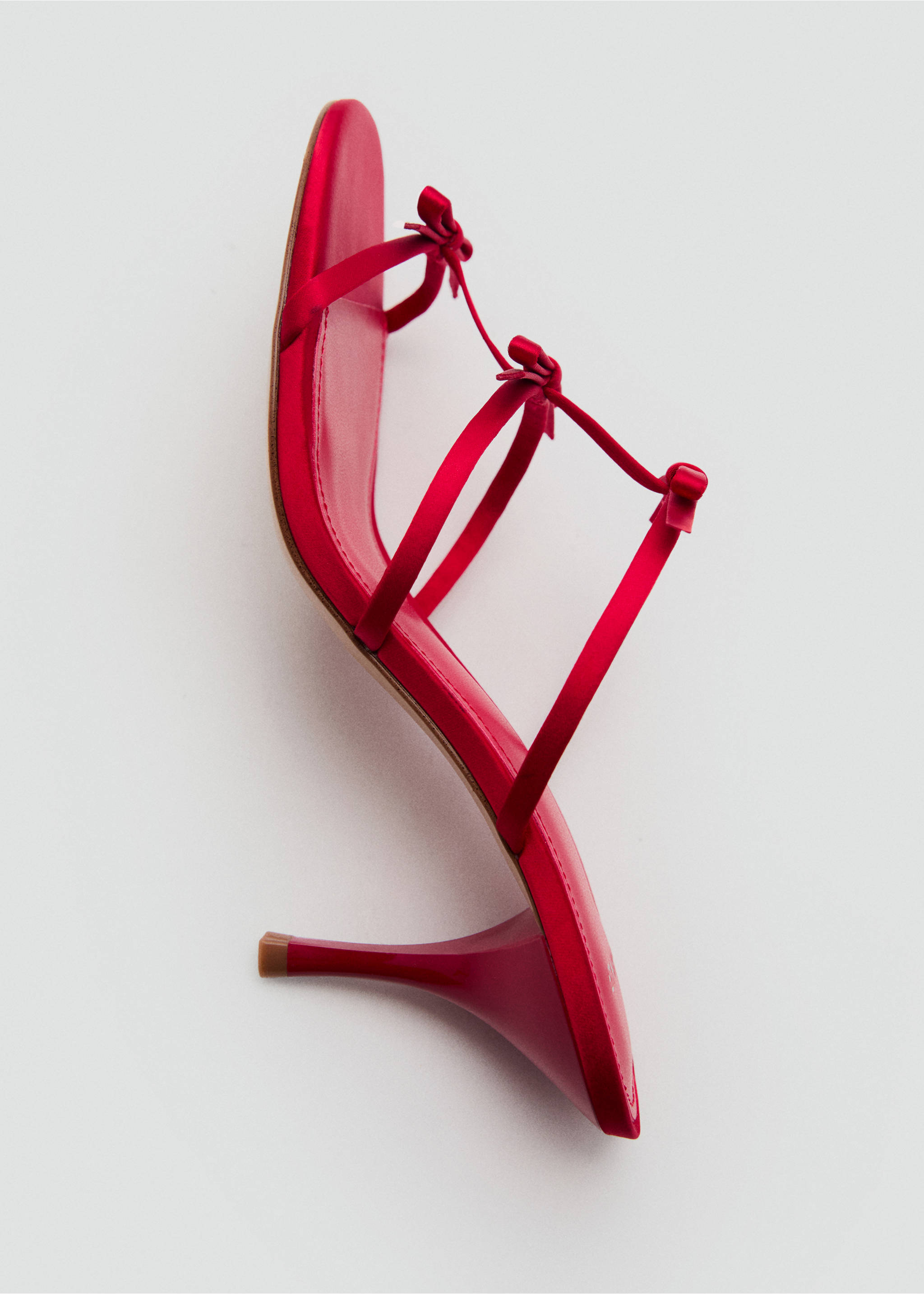 Strappy heeled sandals with bow detail - Details of the article 1, Red. Ref: 87075139-00.