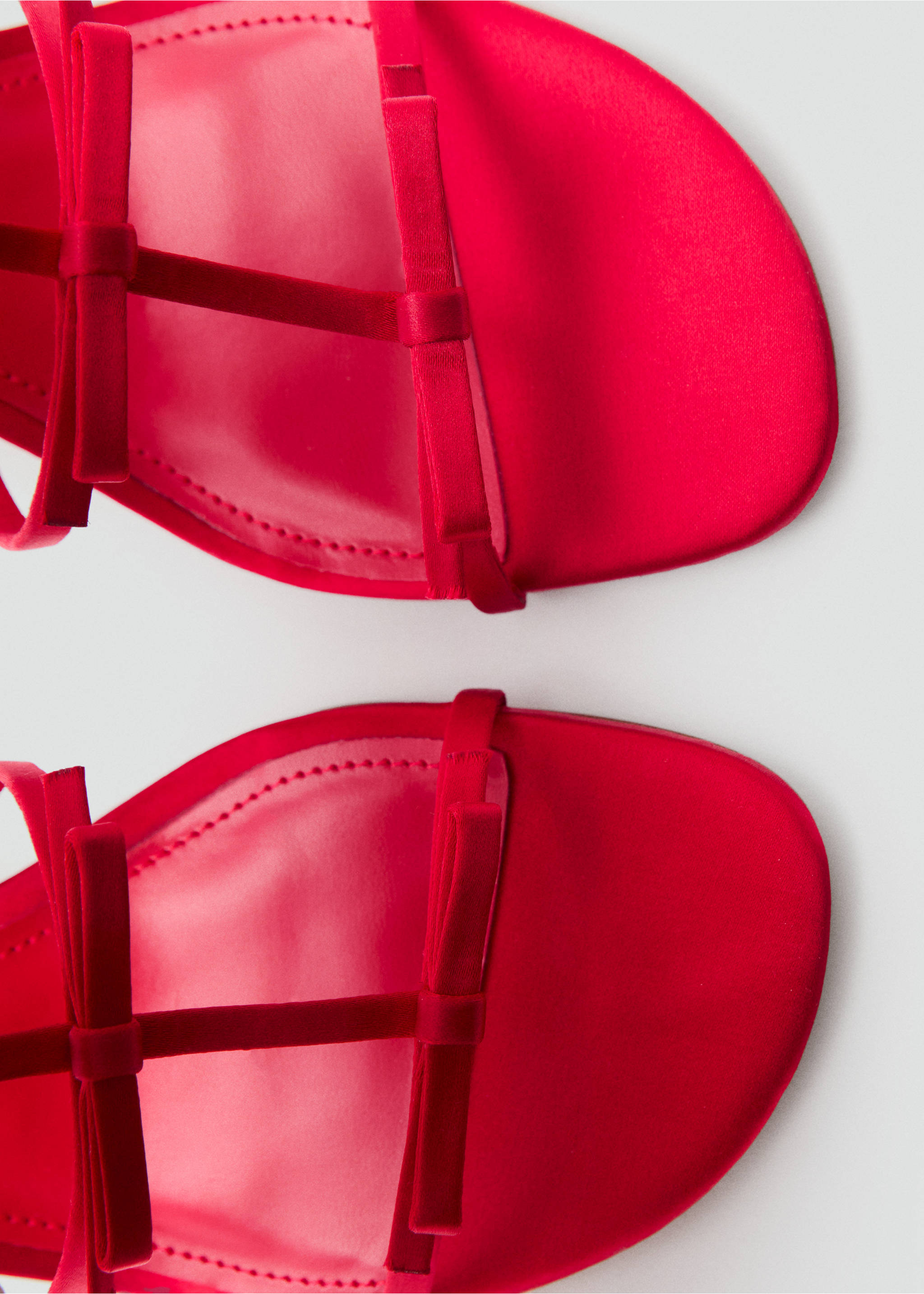 Strappy heeled sandals with bow detail - Details of the article 3, Red. Ref: 87075139-00.