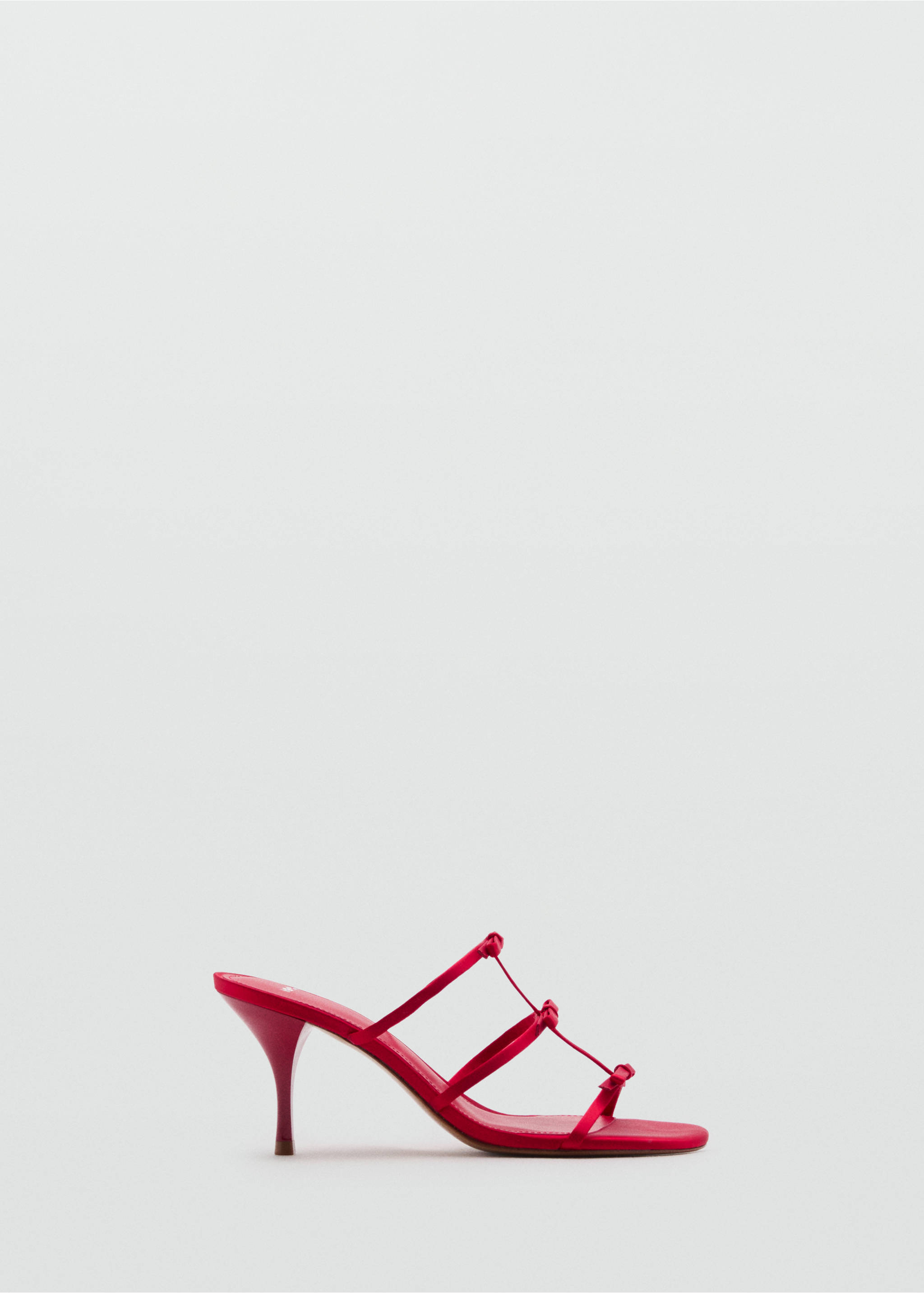 Sandales à talon avec brides et détail nœuds - Article sans modèle, Rouge. Ref: 87075139-00.