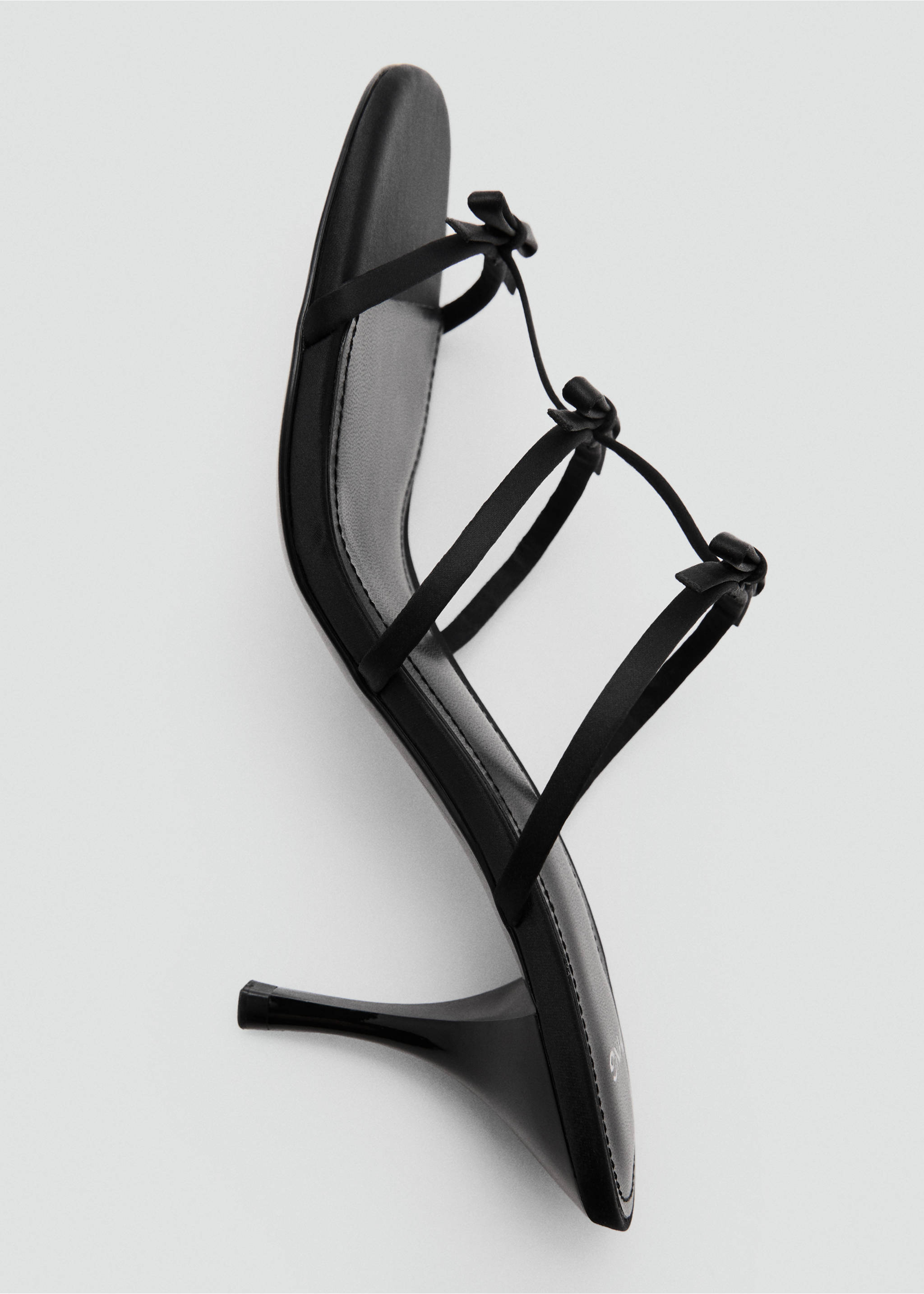 Strappy heeled sandals with bow detail - Details of the article 1, Black. Ref: 87075139-00.