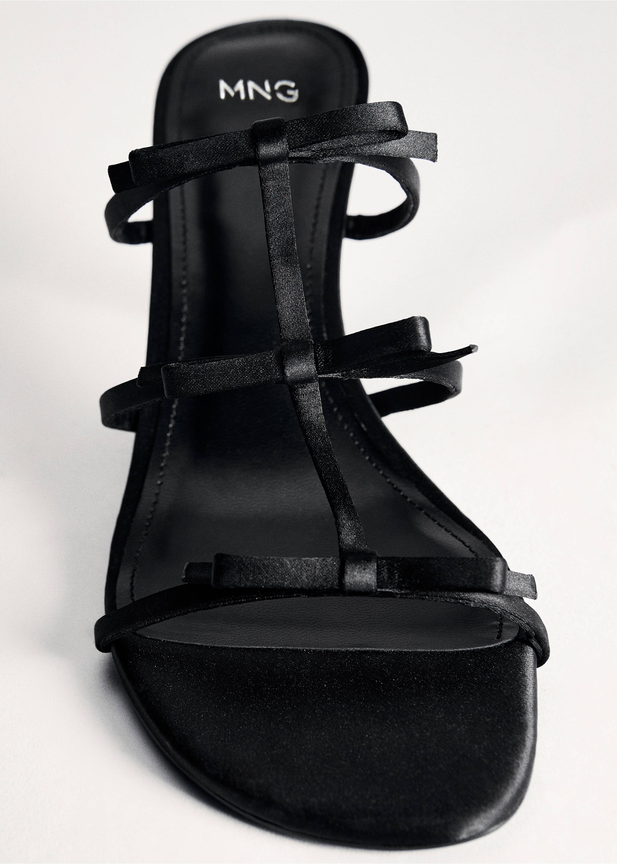 Strappy heeled sandals with bow detail - Details of the article 5, Black. Ref: 87075139-00.